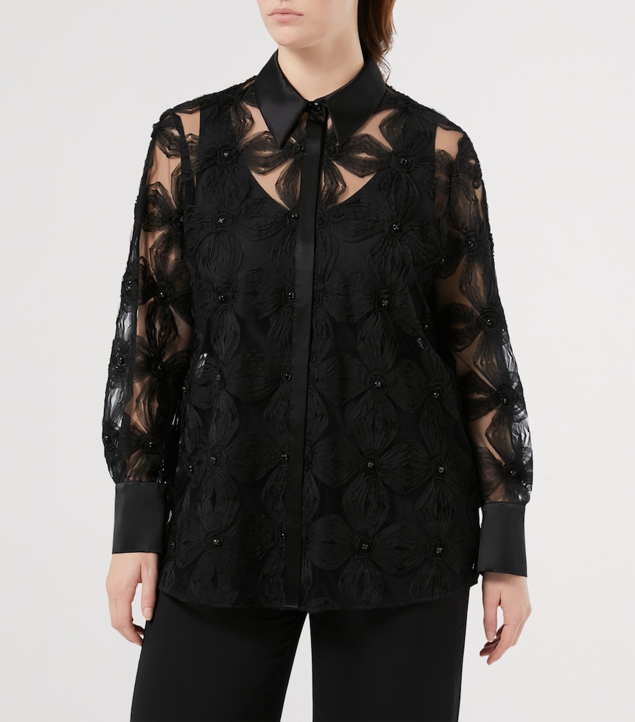 Tulle-Flower Oglio Shirt BLACK Image 2