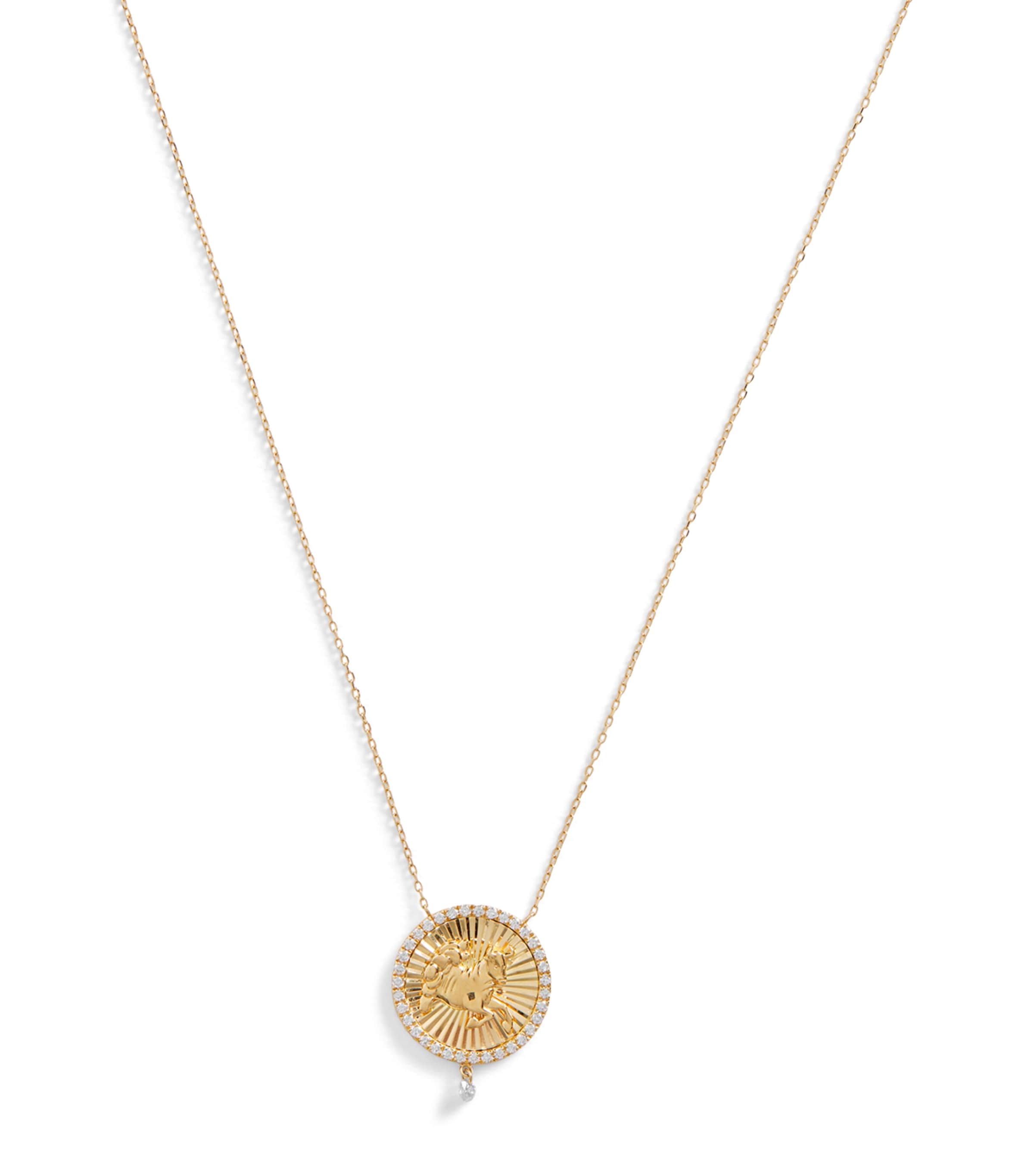 Persée Yellow Gold And Diamond Scorpio Medallion Necklace