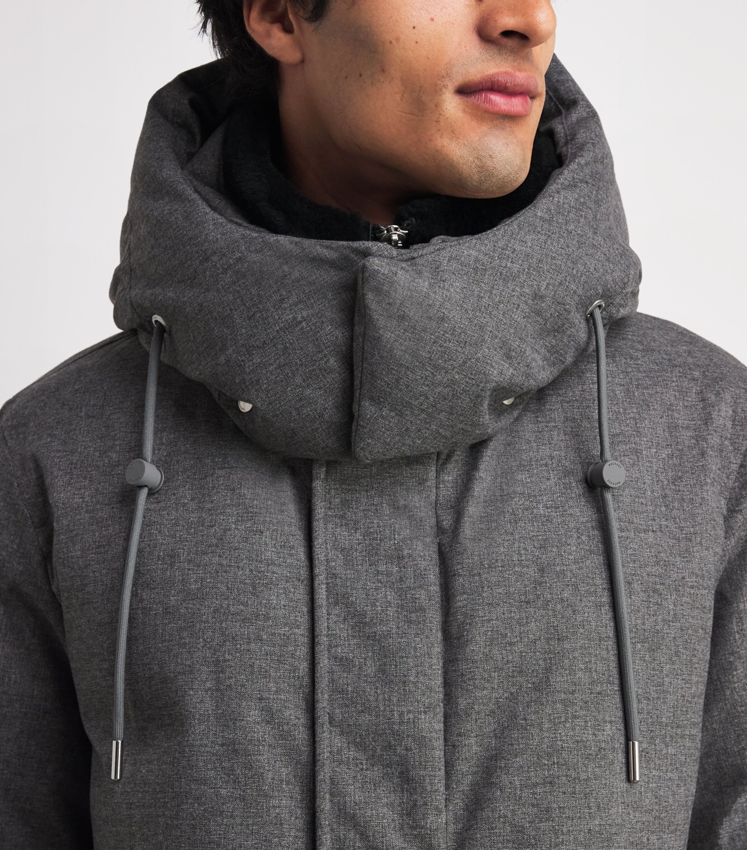 Mackage Mens Down Shearling Hooded Parka Coat Grey Mix Image 7