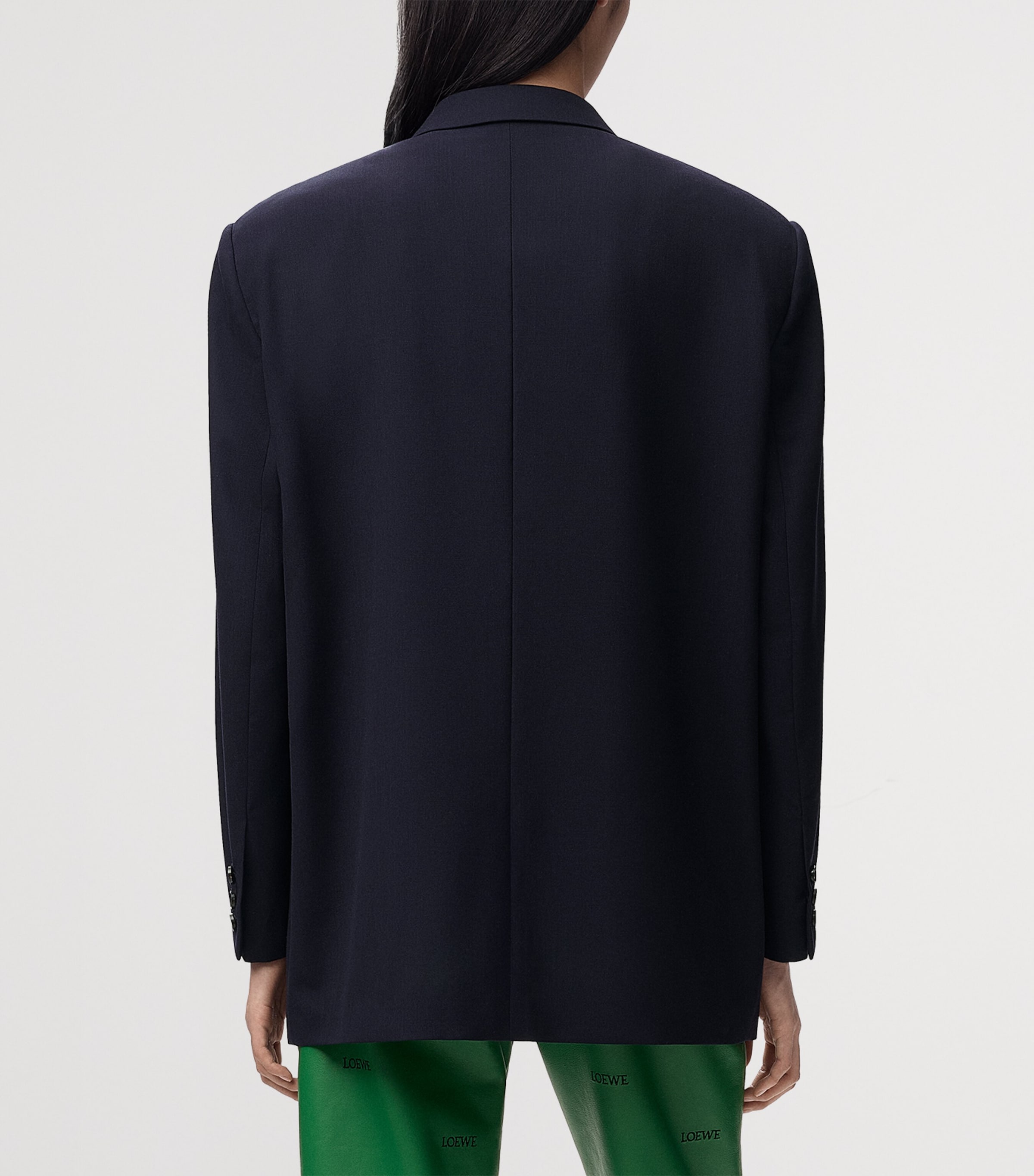 LOEWE Womens Wool Single-Breasted Blazer Navy Blue Image 4