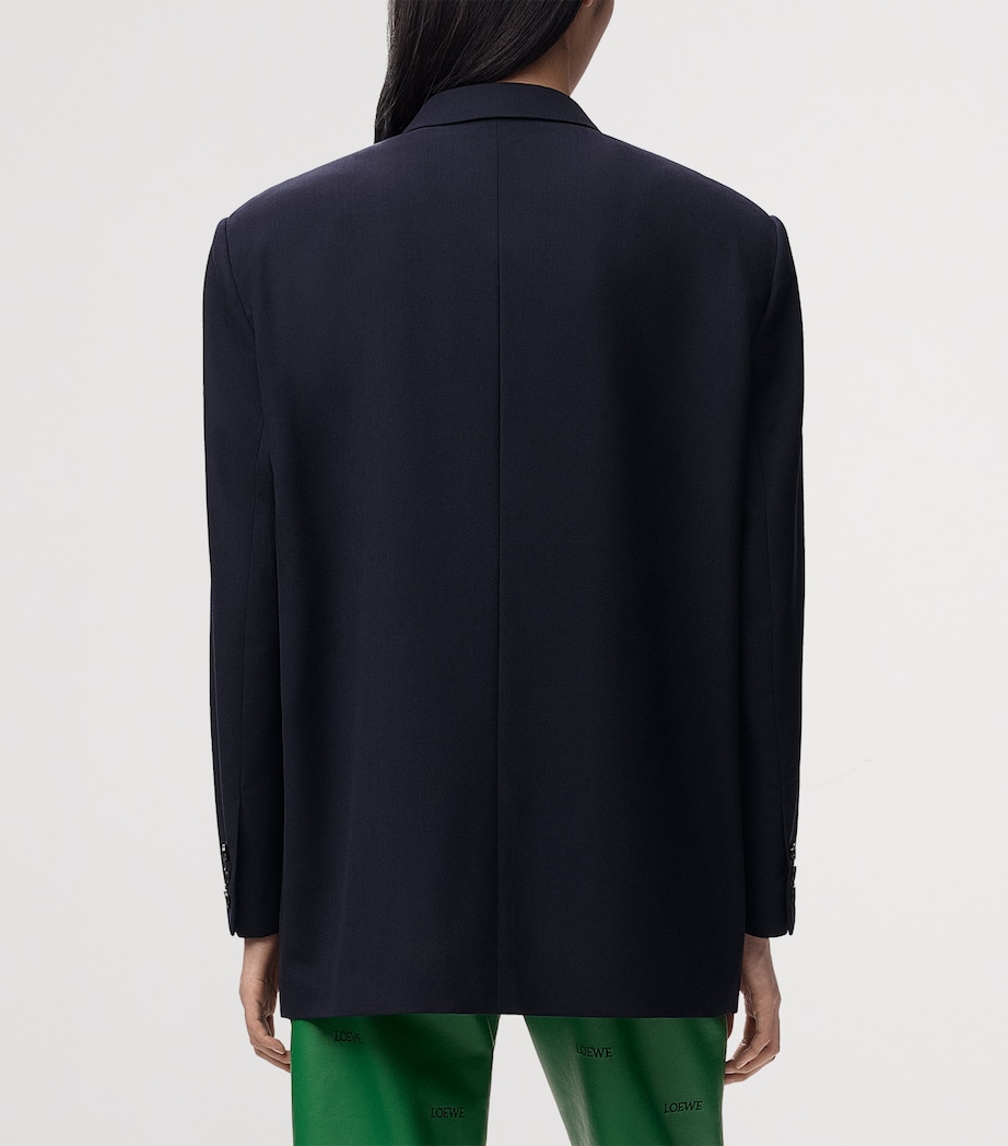 LOEWE Womens Wool Single-Breasted Blazer Navy Blue Image 4