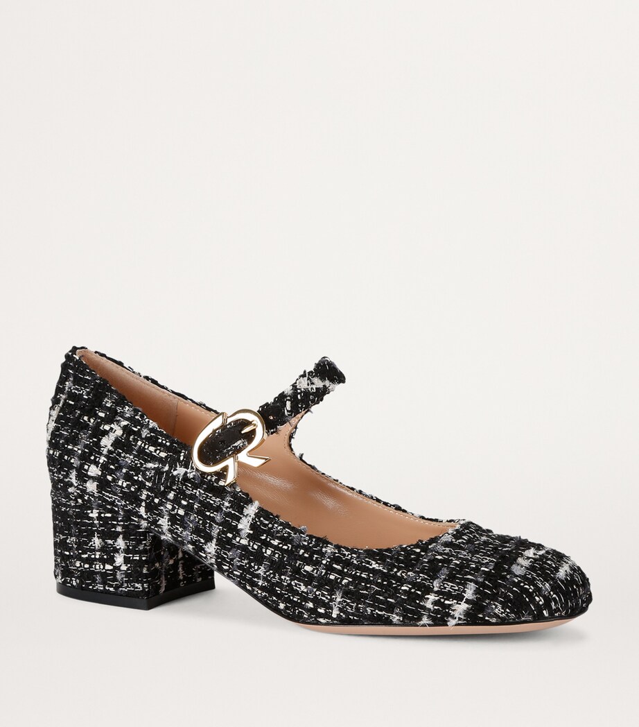 Gianvito Rossi Tweed Mary Jane Pumps 45 Blk/white Image 3