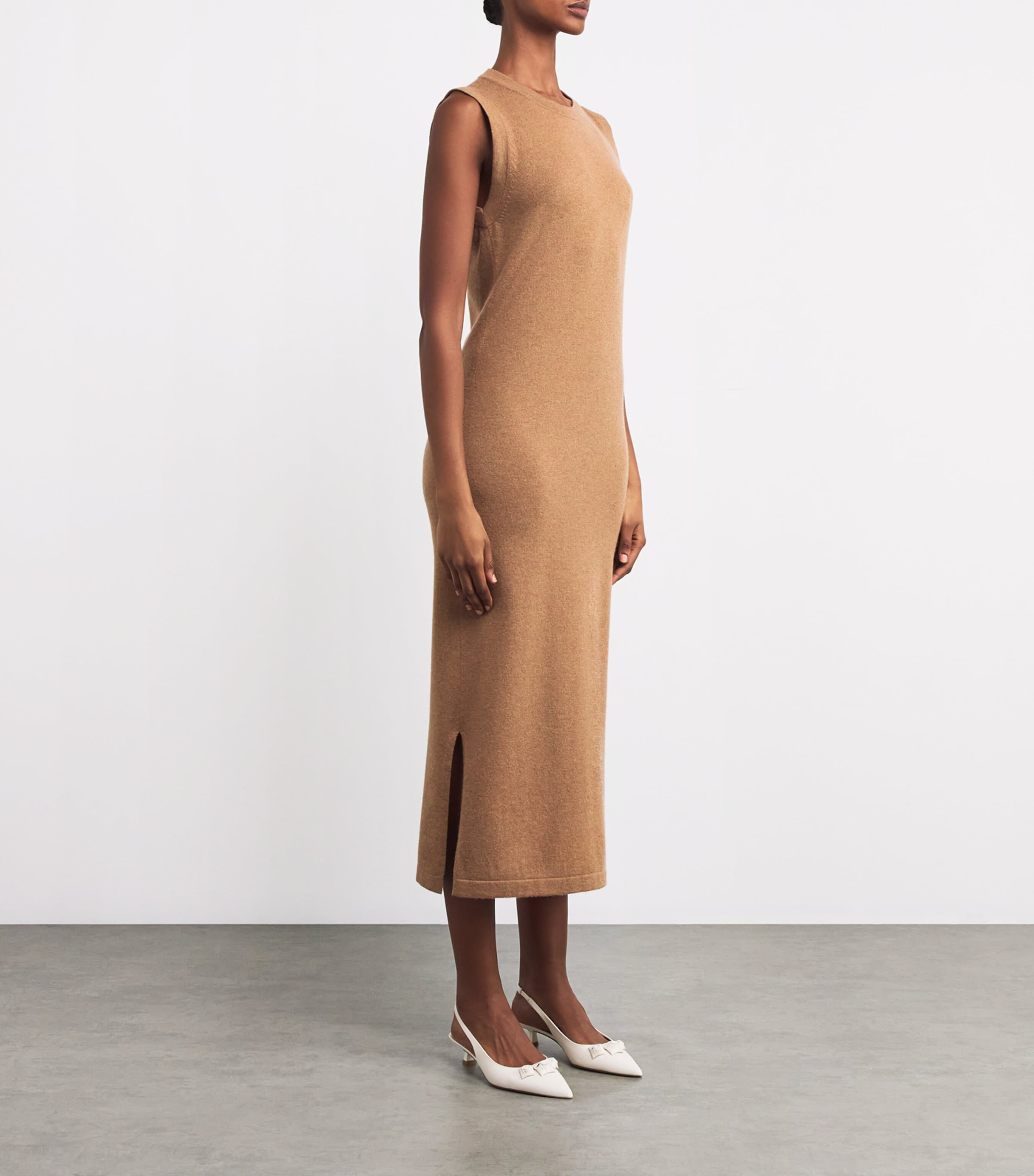 Cashmere Sleeveless Midi Dress LLAMA Image 6