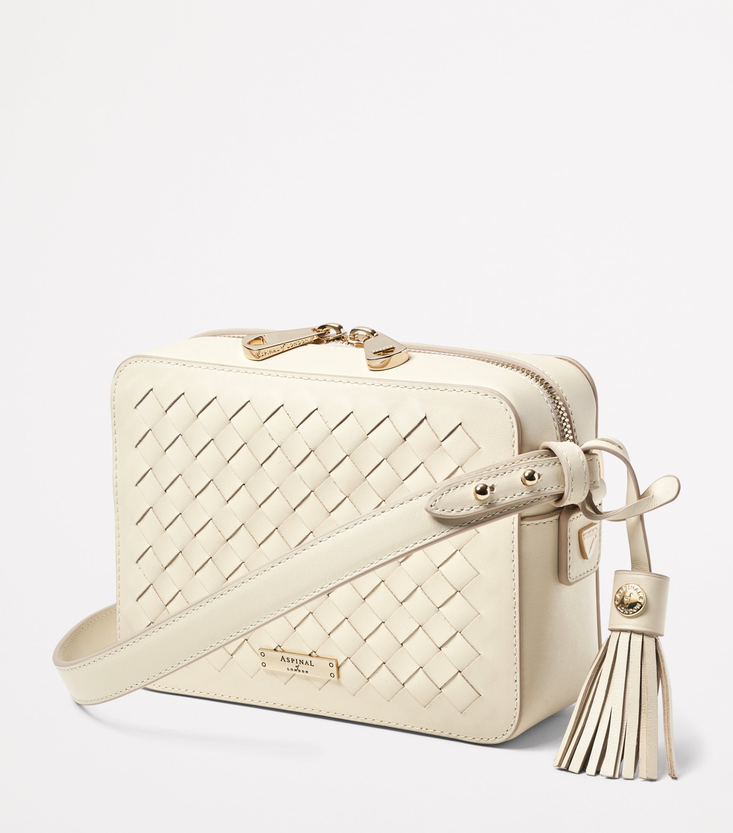 Leather Slot Weave Camera Bag IVORY Image 2