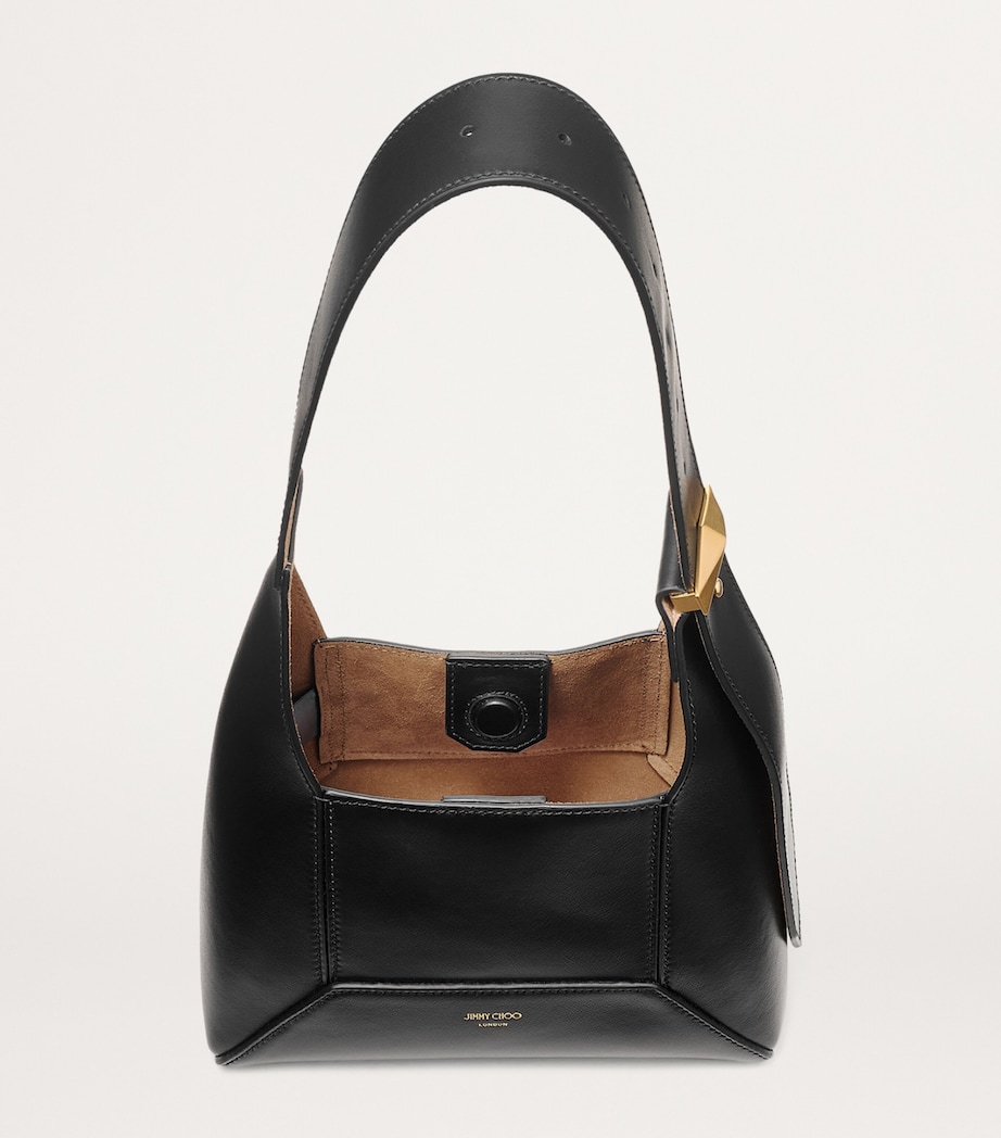 Small Leather Diamond Shoulder Bag BLACK/GOLD Image 3