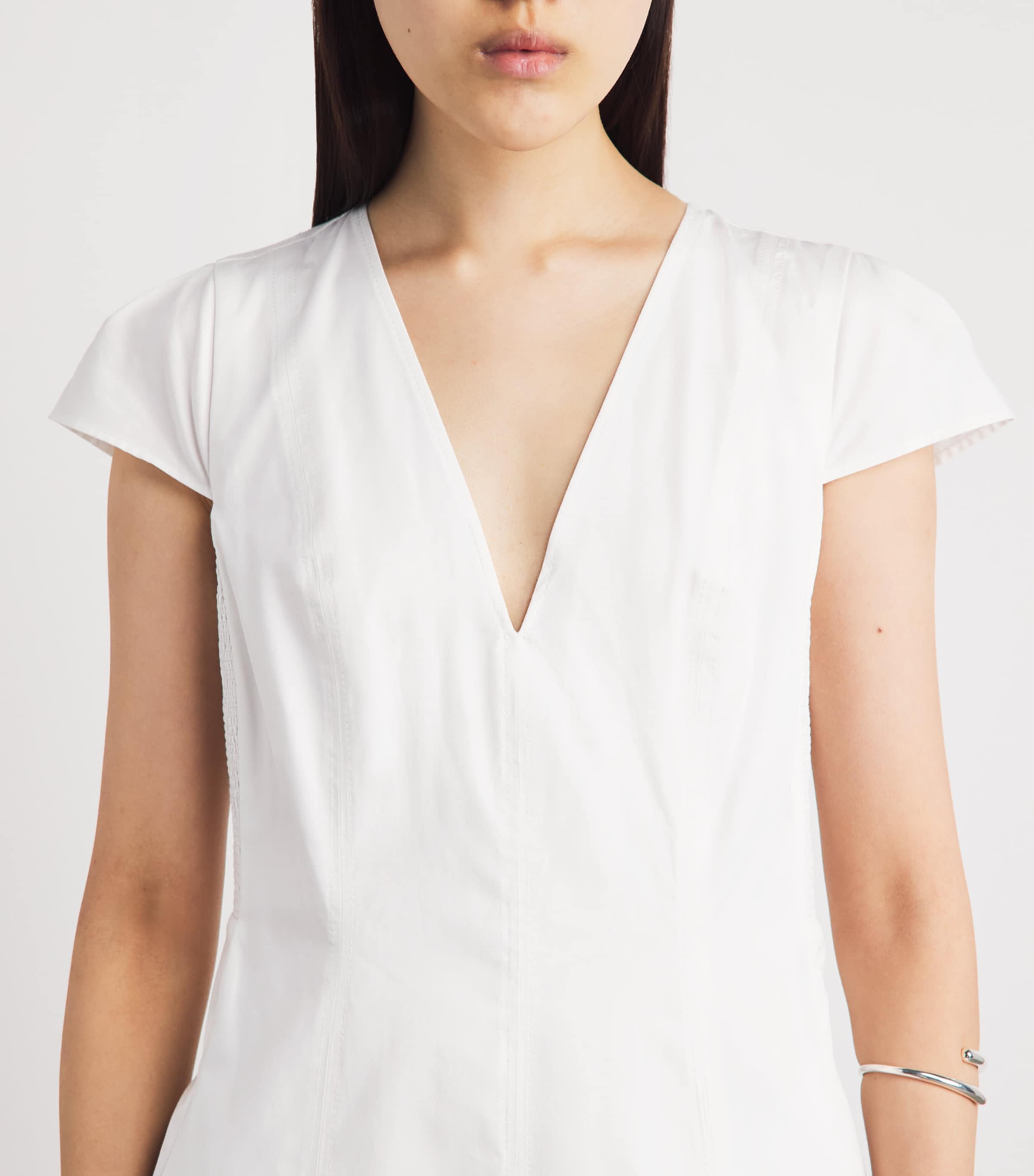 ME+EM Womens Cotton Poplin Midi Dress Soft White Image 3