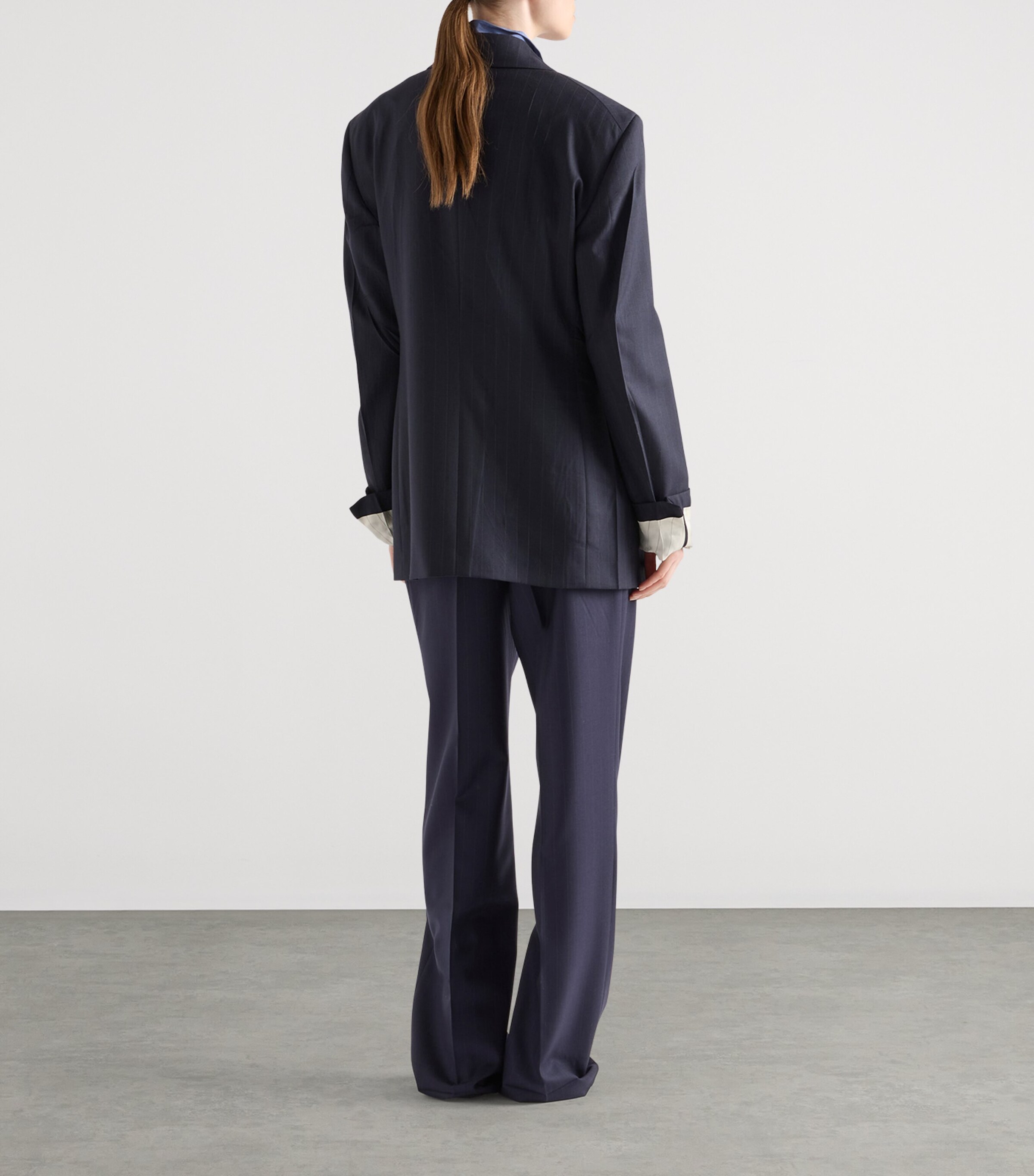 Prada Womens Wool Double-Breasted Pinstripe Blazer Image 5
