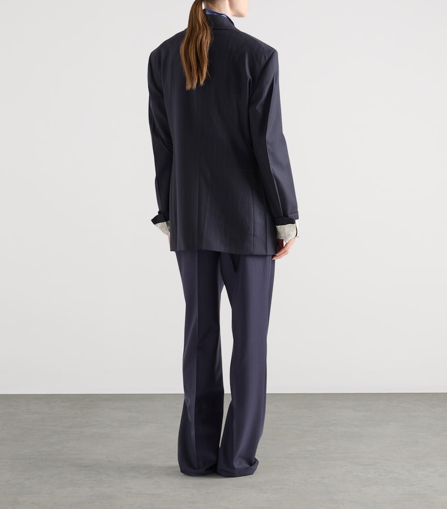 Prada Womens Wool Double-Breasted Pinstripe Blazer Image 5