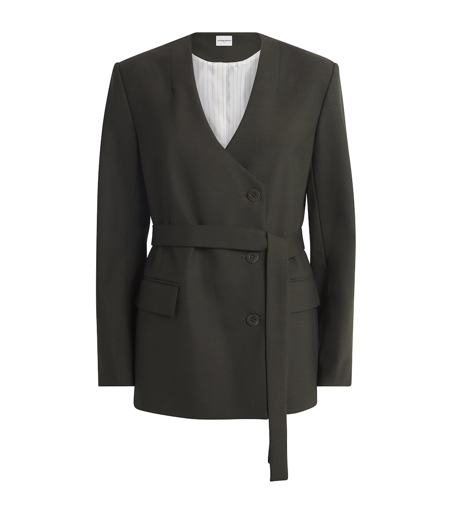 Wool-Blend Asymmetric Blazer KHAKI Image 1