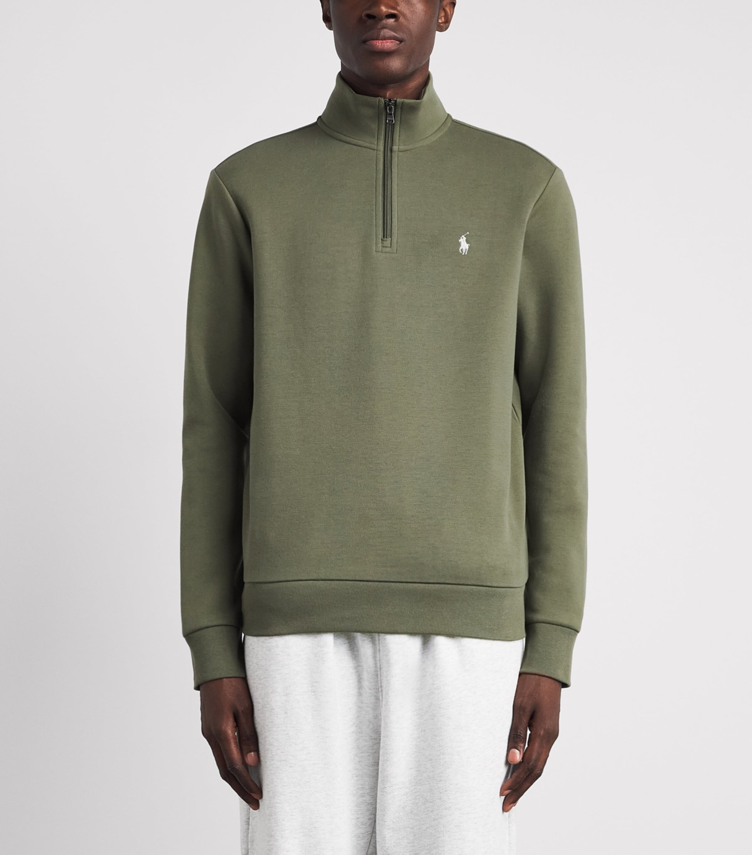 Polo Ralph Lauren Mens Cotton Quarter-Zip Sweatshirt Cruise Olive Image 4