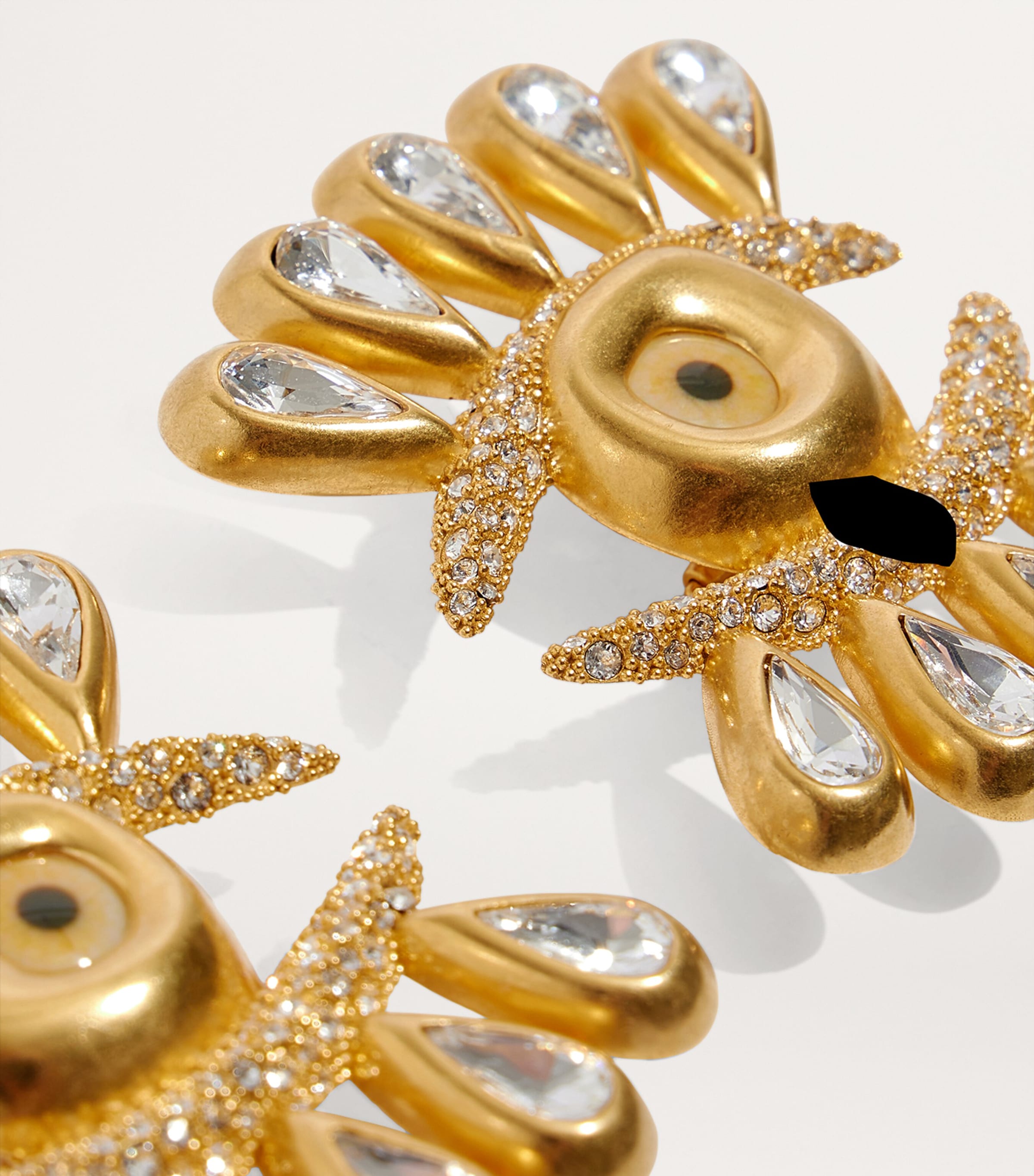 Rhinestone Eyelash Clip-On Earrings 046GOLD Image 2