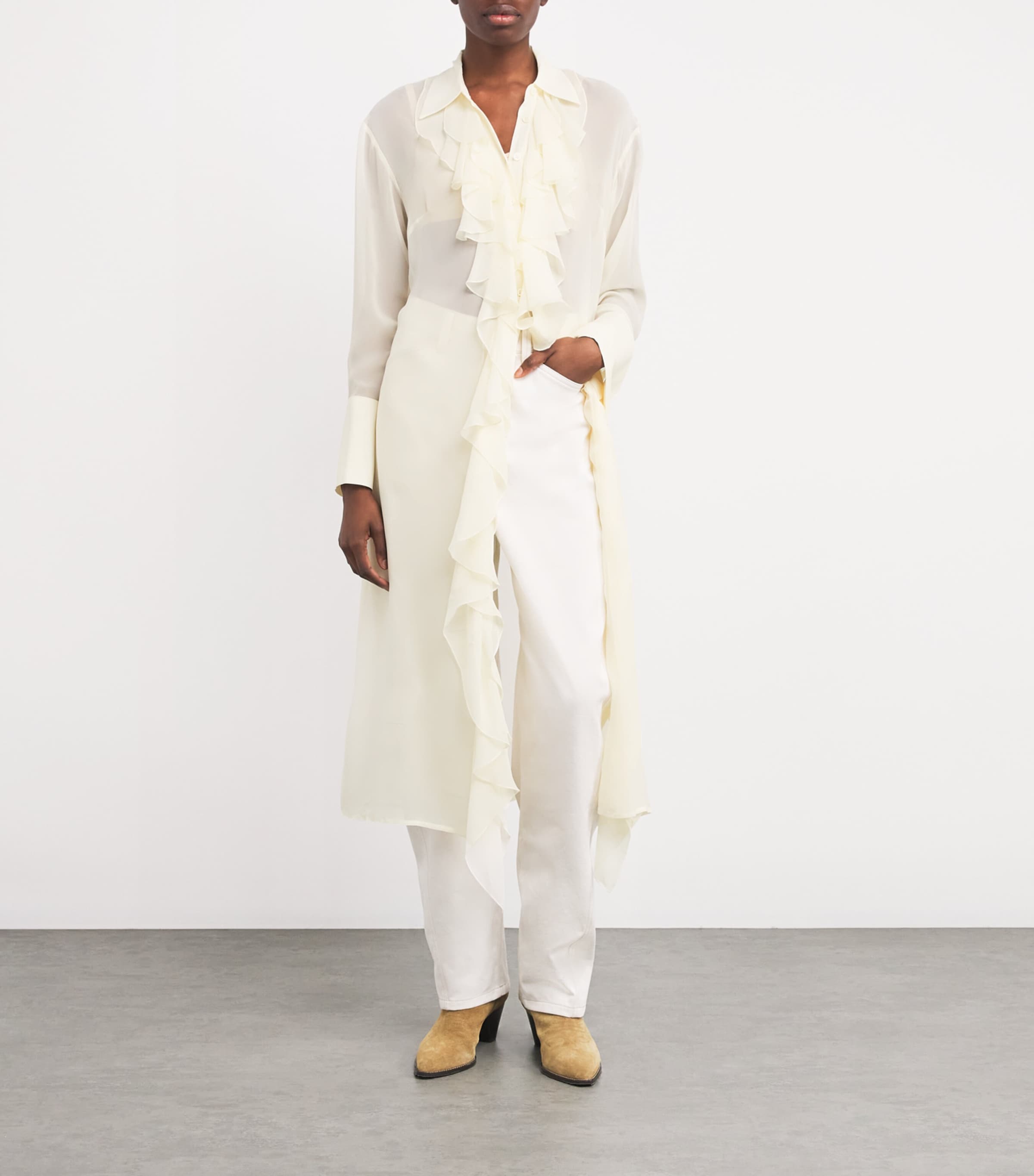 Silk Ruffle Midi Dress SILK SOLITARY STAR Image 4