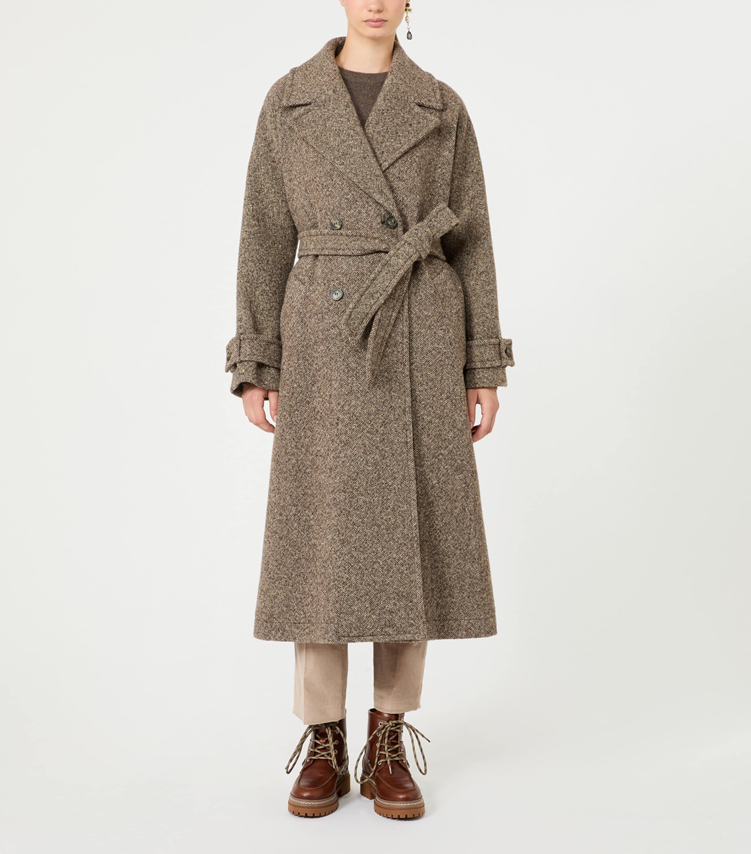 Weekend Max Mara Womens Wool-Blend Double-Breasted Coat Brown Image 3