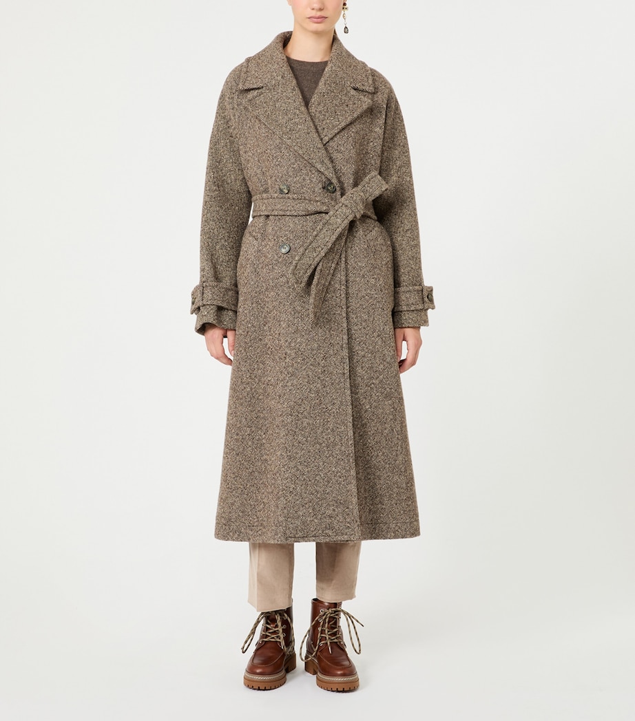 Weekend Max Mara Womens Wool-Blend Double-Breasted Coat Brown Image 3