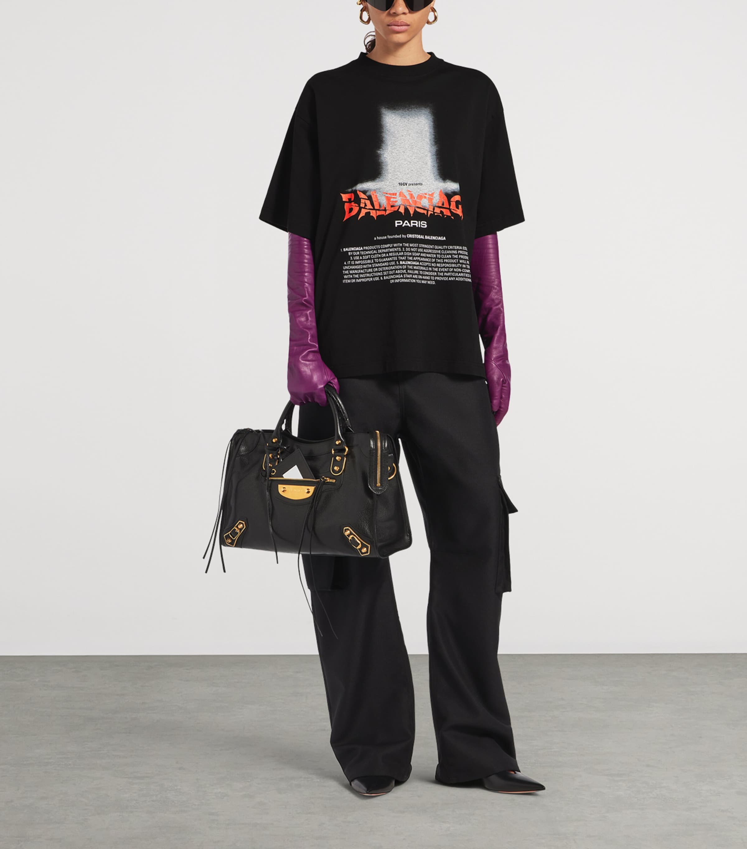 Balenciaga Black Cotton Printed T-Shirt | Harrods US
