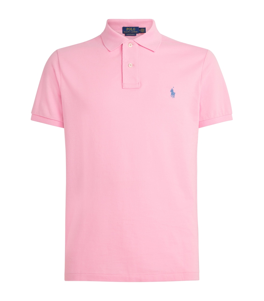 Polo Ralph Lauren Mens Cotton-Mesh Polo Shirt Pink Image 1