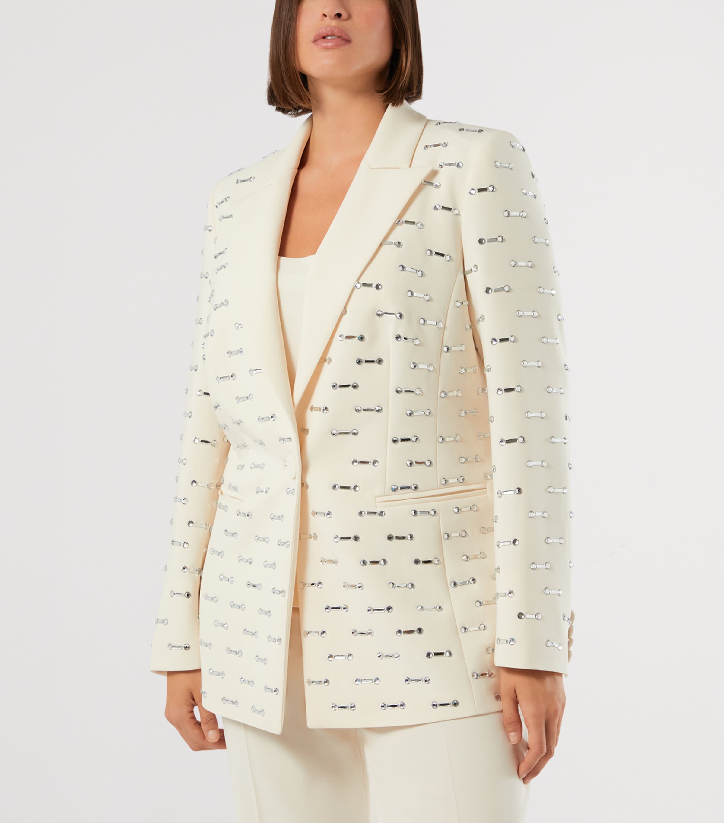 Marina Rinaldi Womens Crystal-Embellished Blazer Champagne Image 3