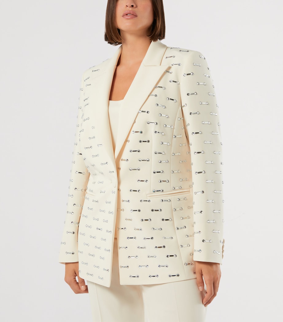 Marina Rinaldi Womens Crystal-Embellished Blazer Champagne Image 3