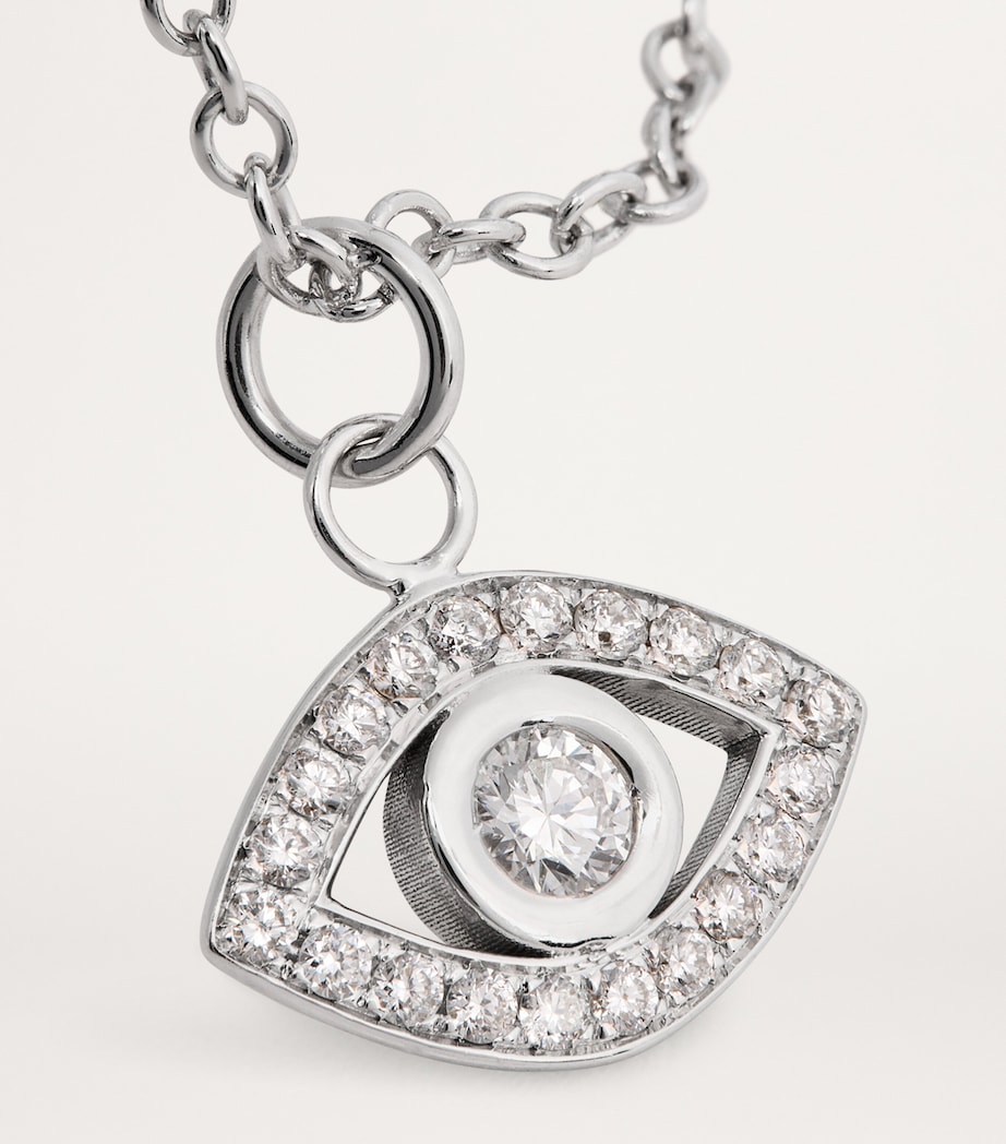 Netali Nissim White Gold and Diamond Charmed Eye Necklace White Gold Image 5