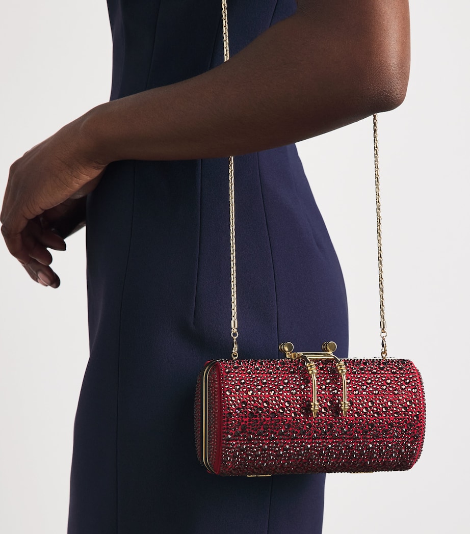 OKHTEIN Soirée Clutch Bag Burgundy Crystals Image 4