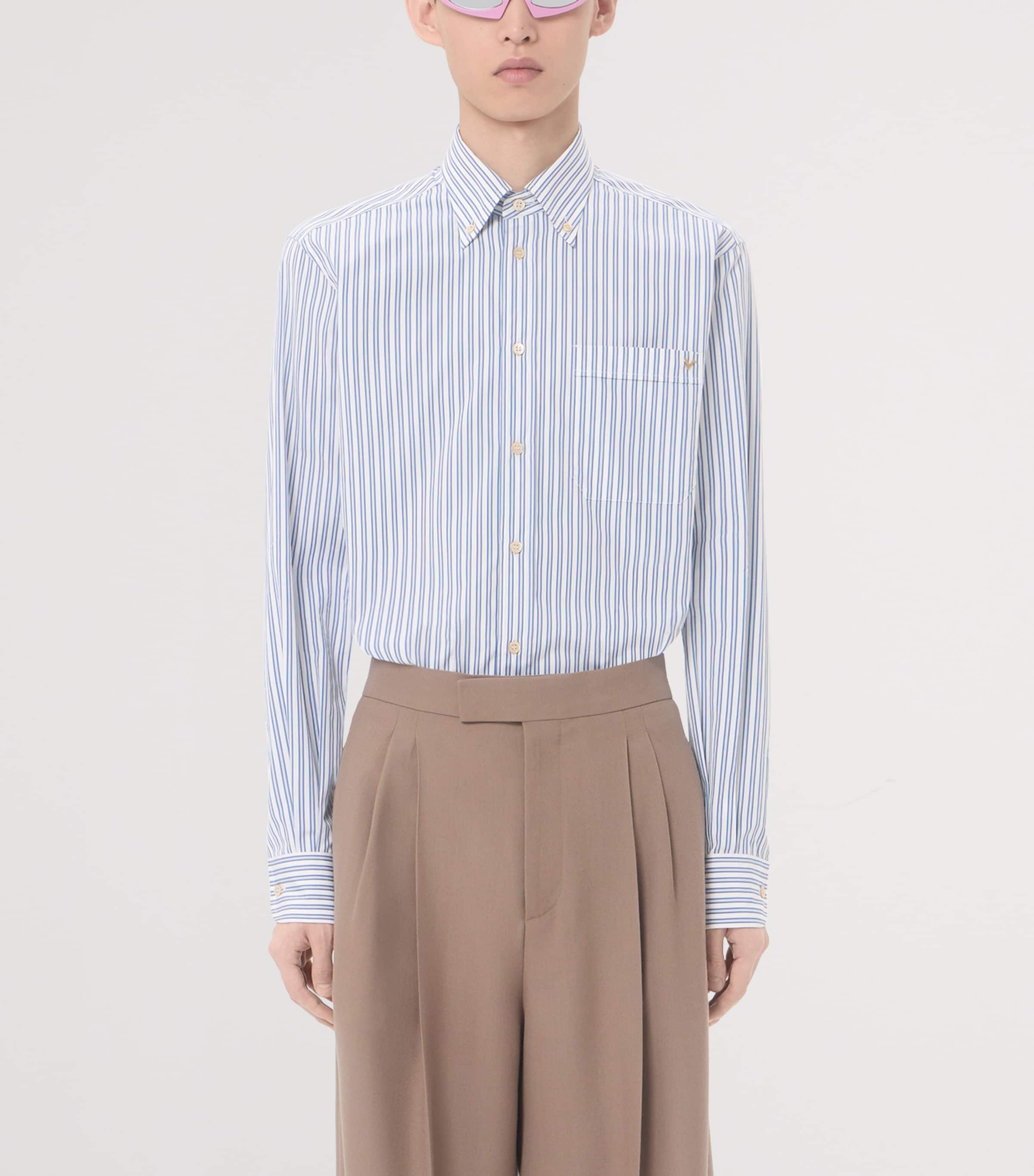 Valentino Mens Cotton Stripe Shirt Image 3