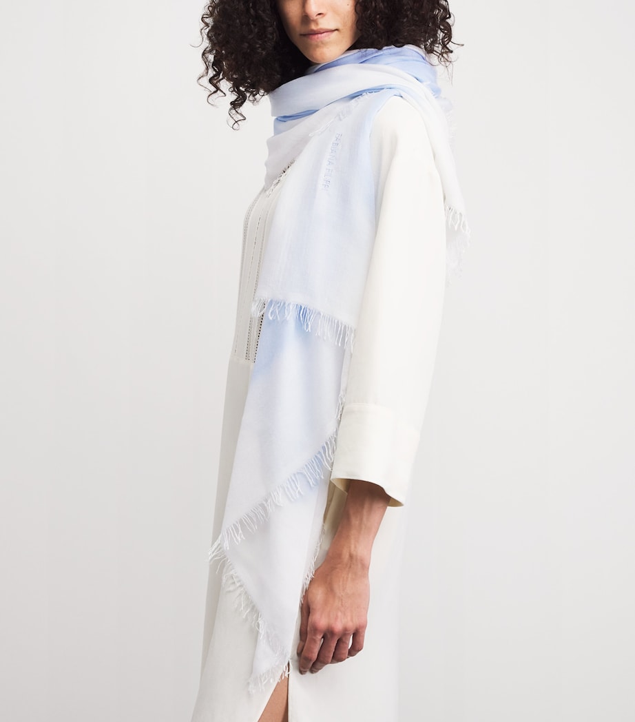 Fabiana Filippi Fringed Shawl Azzurro/burro Image 3