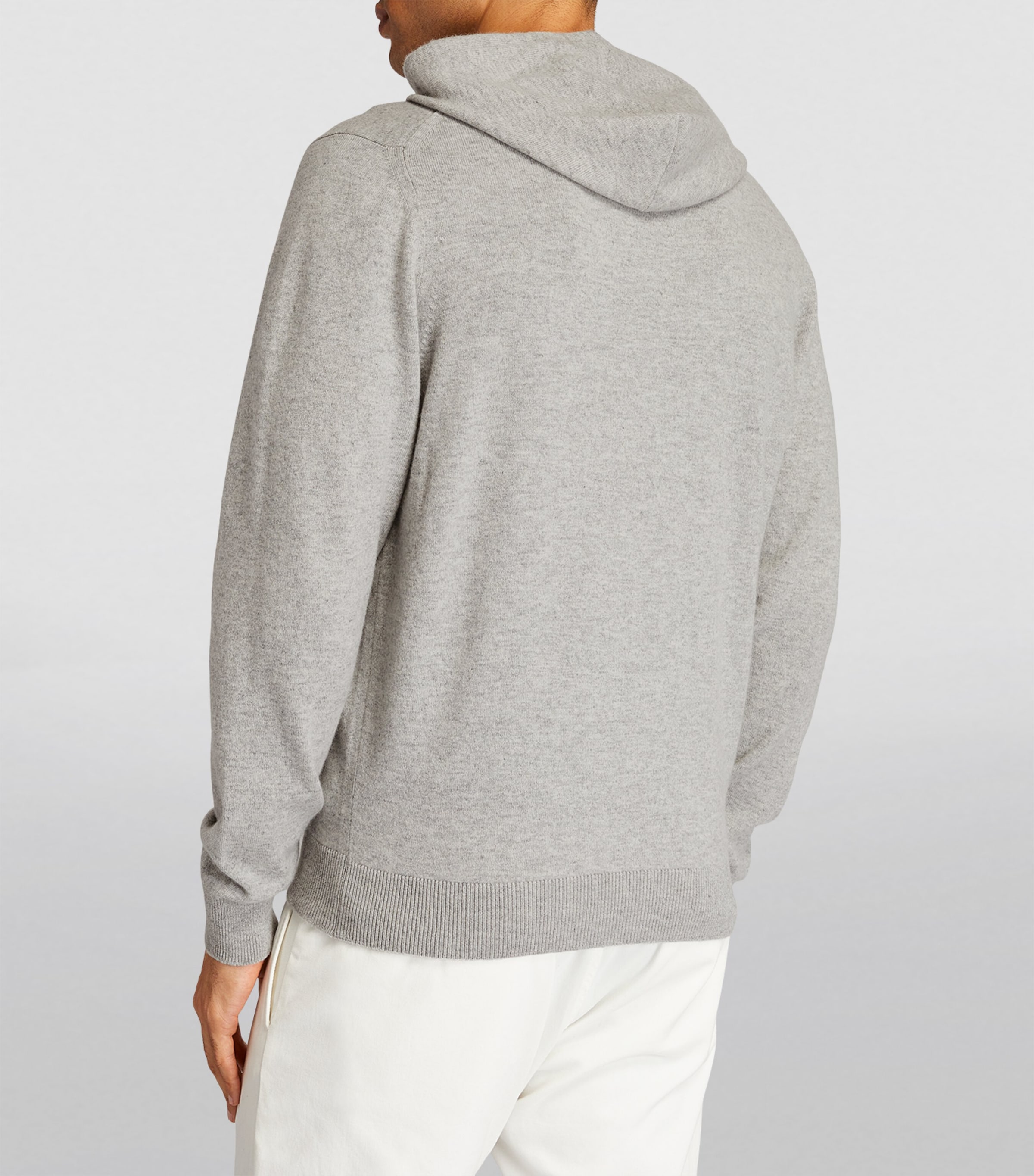 Sunspel Mens Cashmere Zip-Up Hoodie Gyaa Grey Melange Image 4