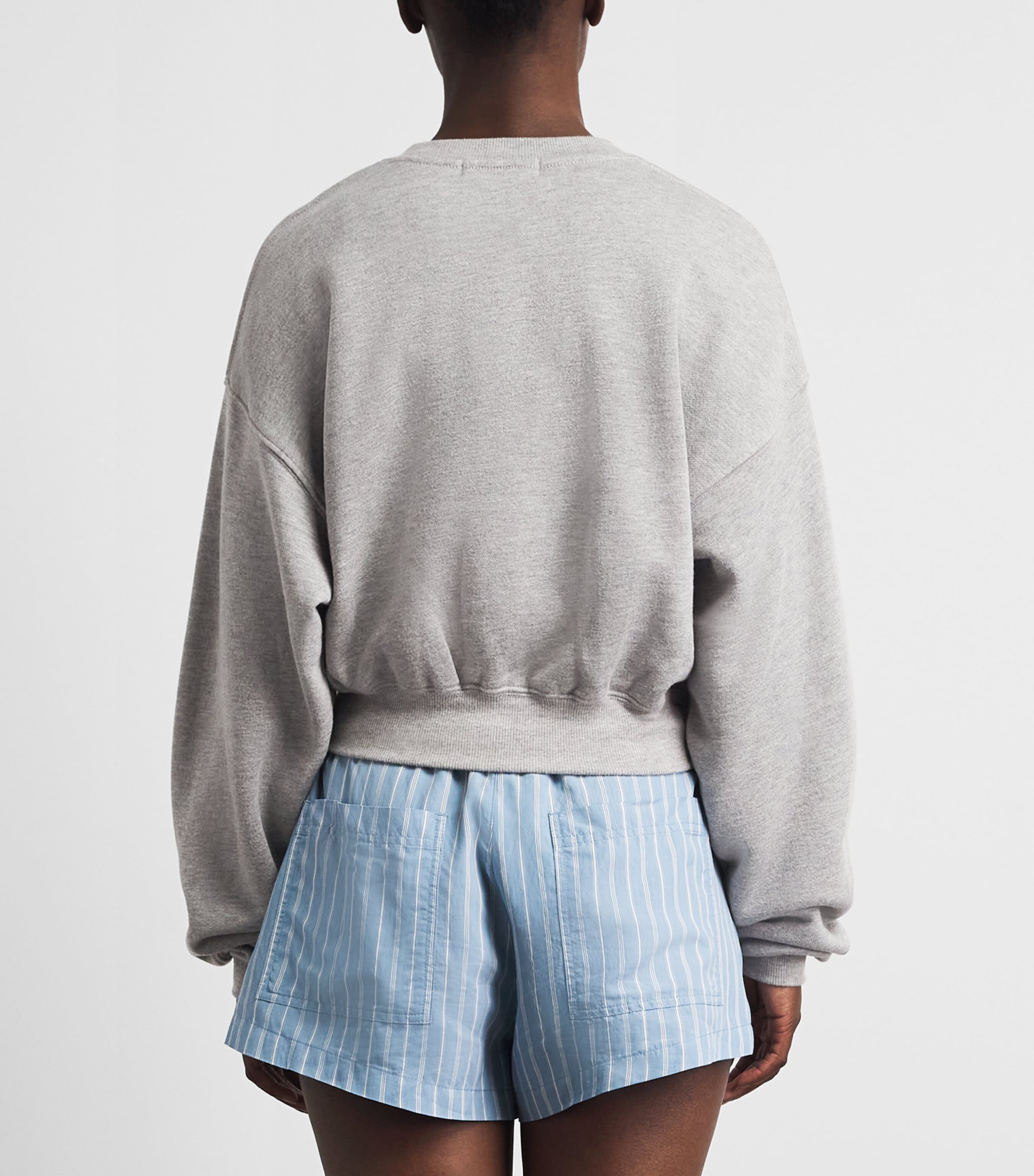 ÉTERNE Womens French Terry Cropped Sweatshirt Heather Grey Image 5