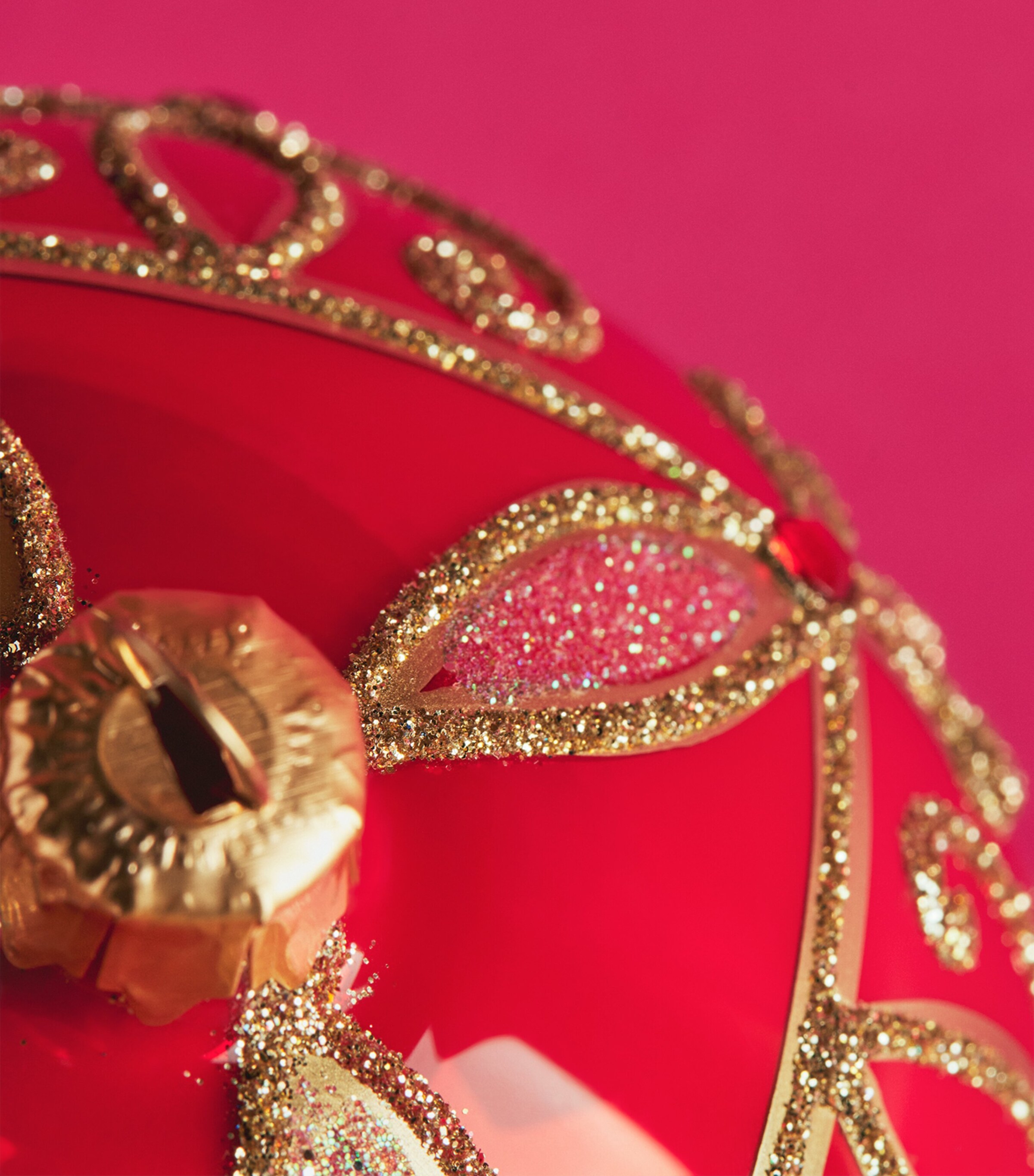 Harrods Metallic Bow Bauble Coral Red Image 2