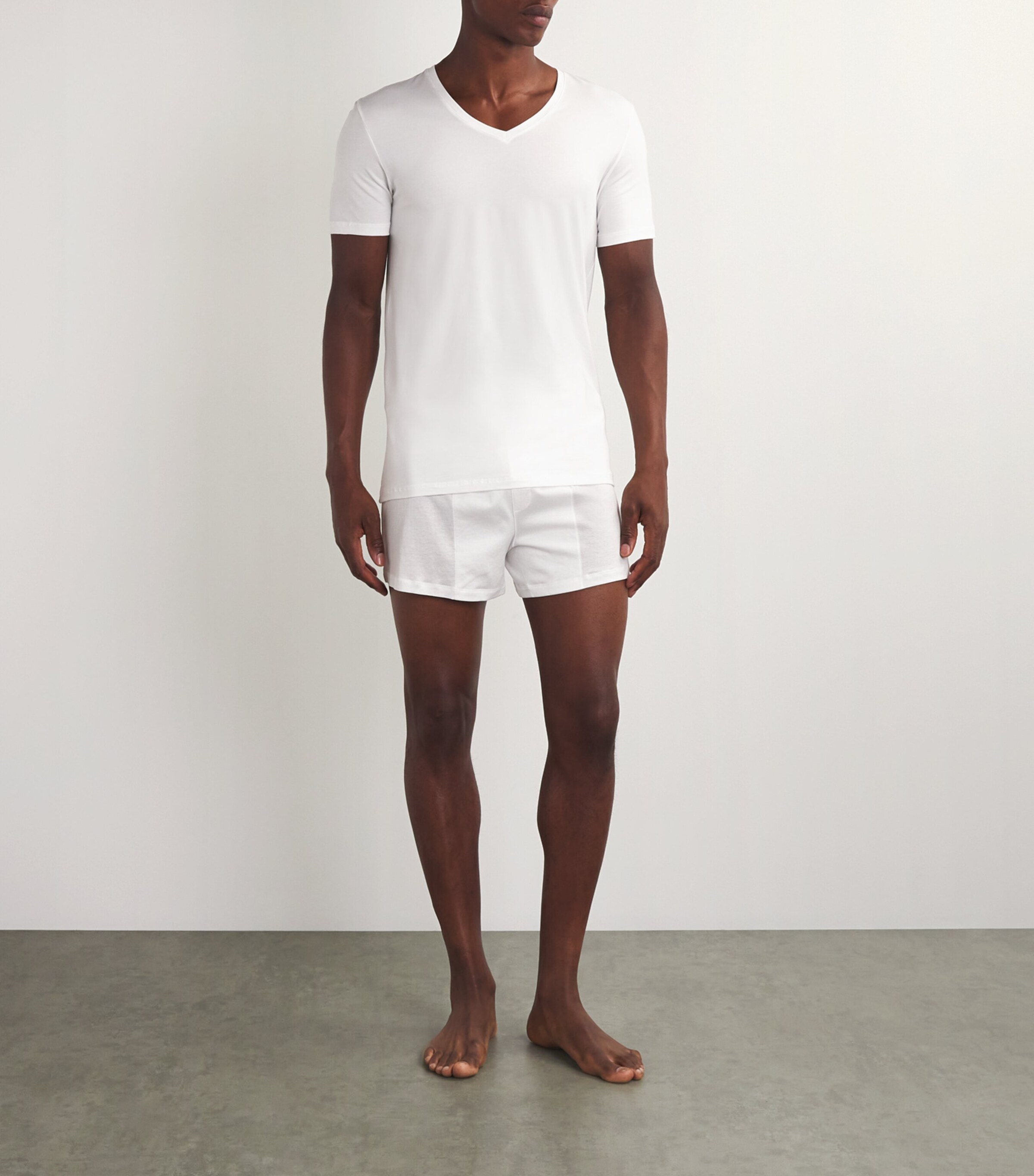 Cotton Superior V-Neck T-Shirt WHITE Image 2