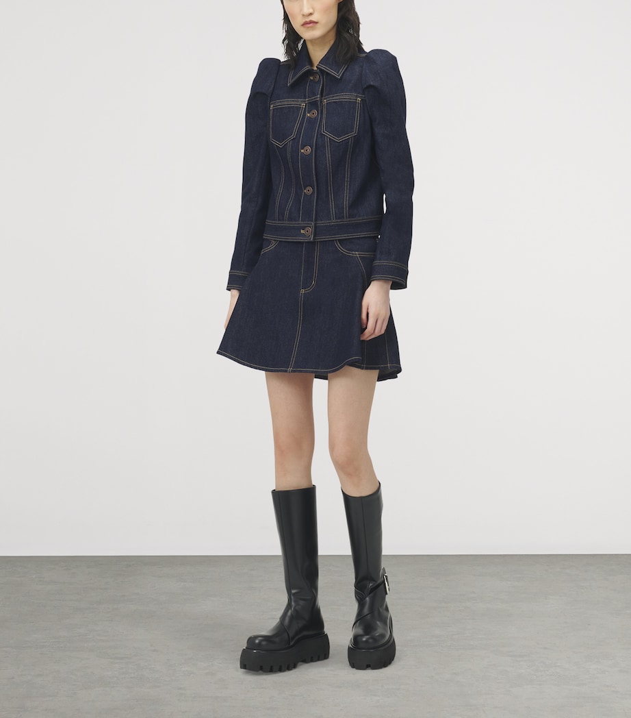 Flared Denim Mini Skirt 4098 Image 3