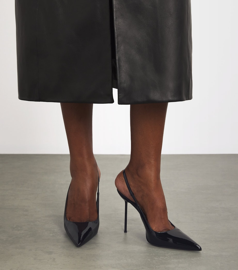 Patent Leather Lidia Slingback Pumps 105 BLACK Image 2