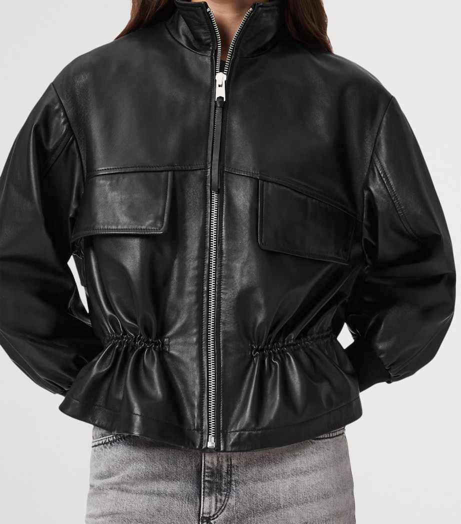 AllSaints Womens Leather Flor Jacket Black Image 6