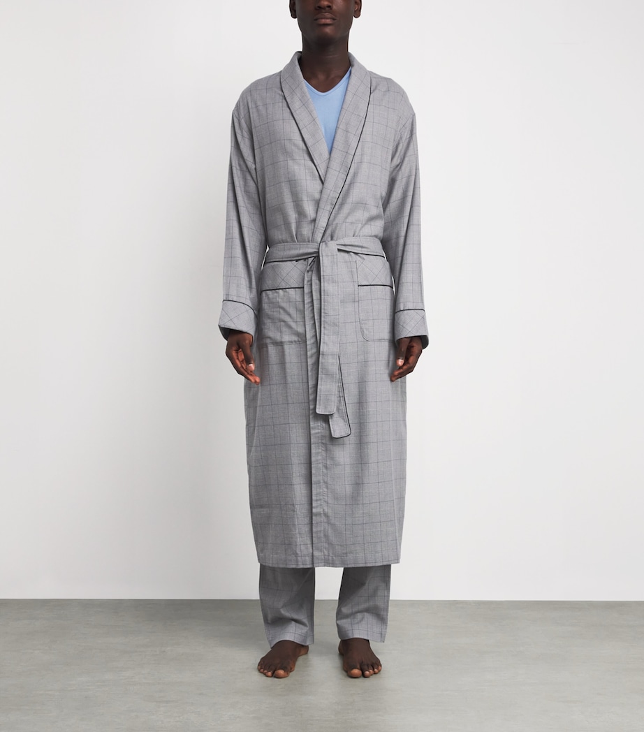 Cotton-Wool Flannel Robe 075 DARK GREY CHECK Image 3