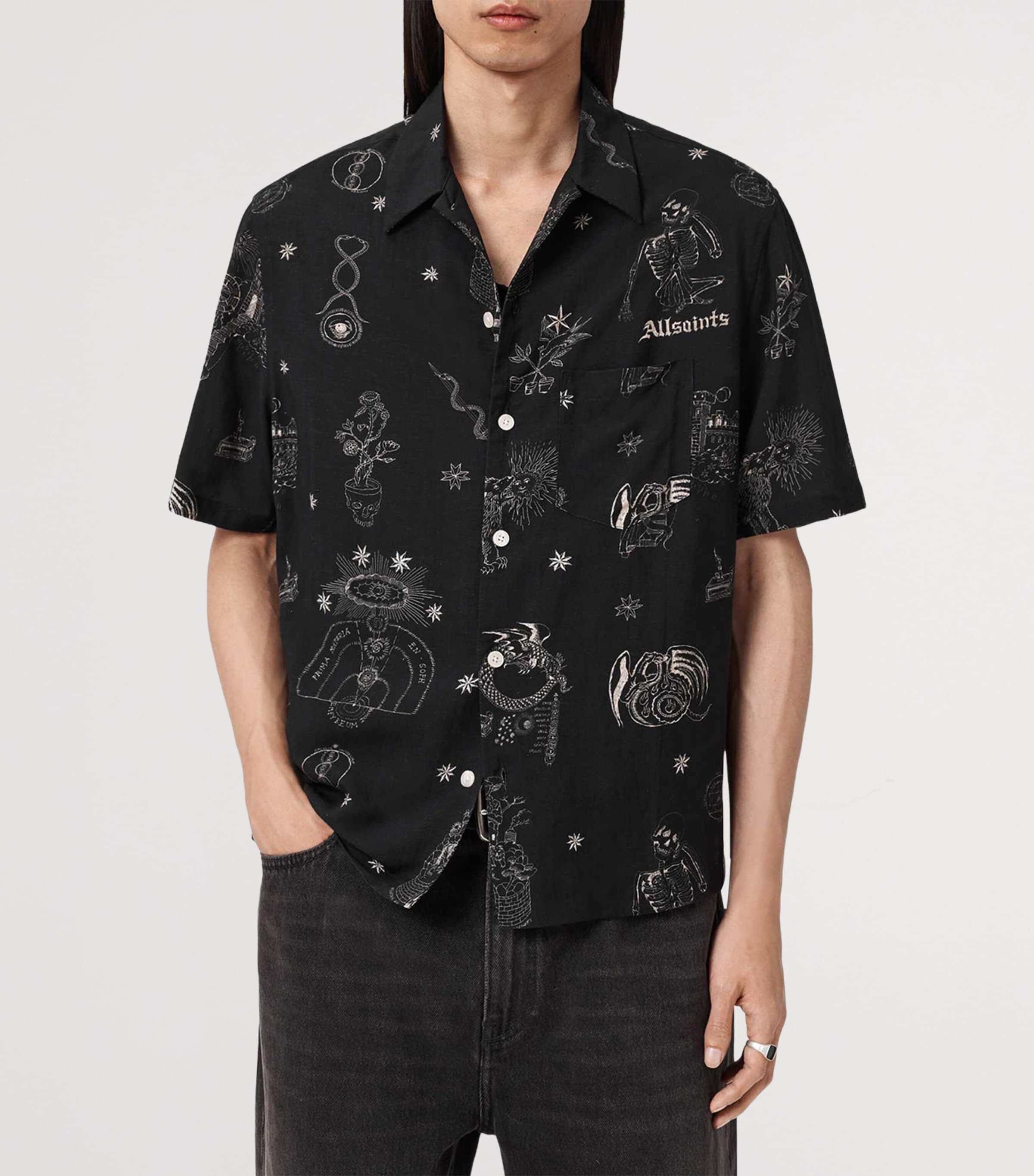 AllSaints Mens Printed Terra Shirt Jet Black Image 3