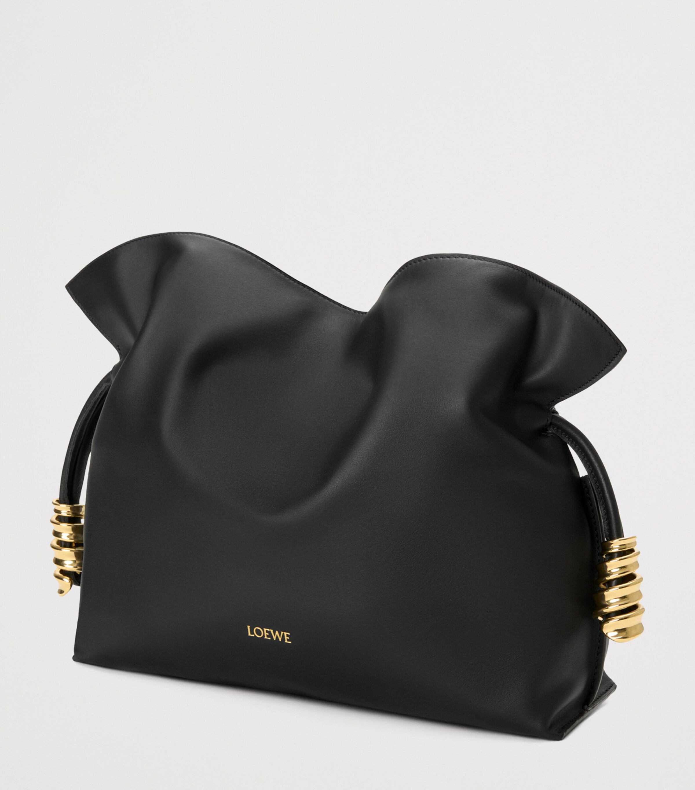 LOEWE Medium Leather Flamenco Clutch Bag Black Image 2
