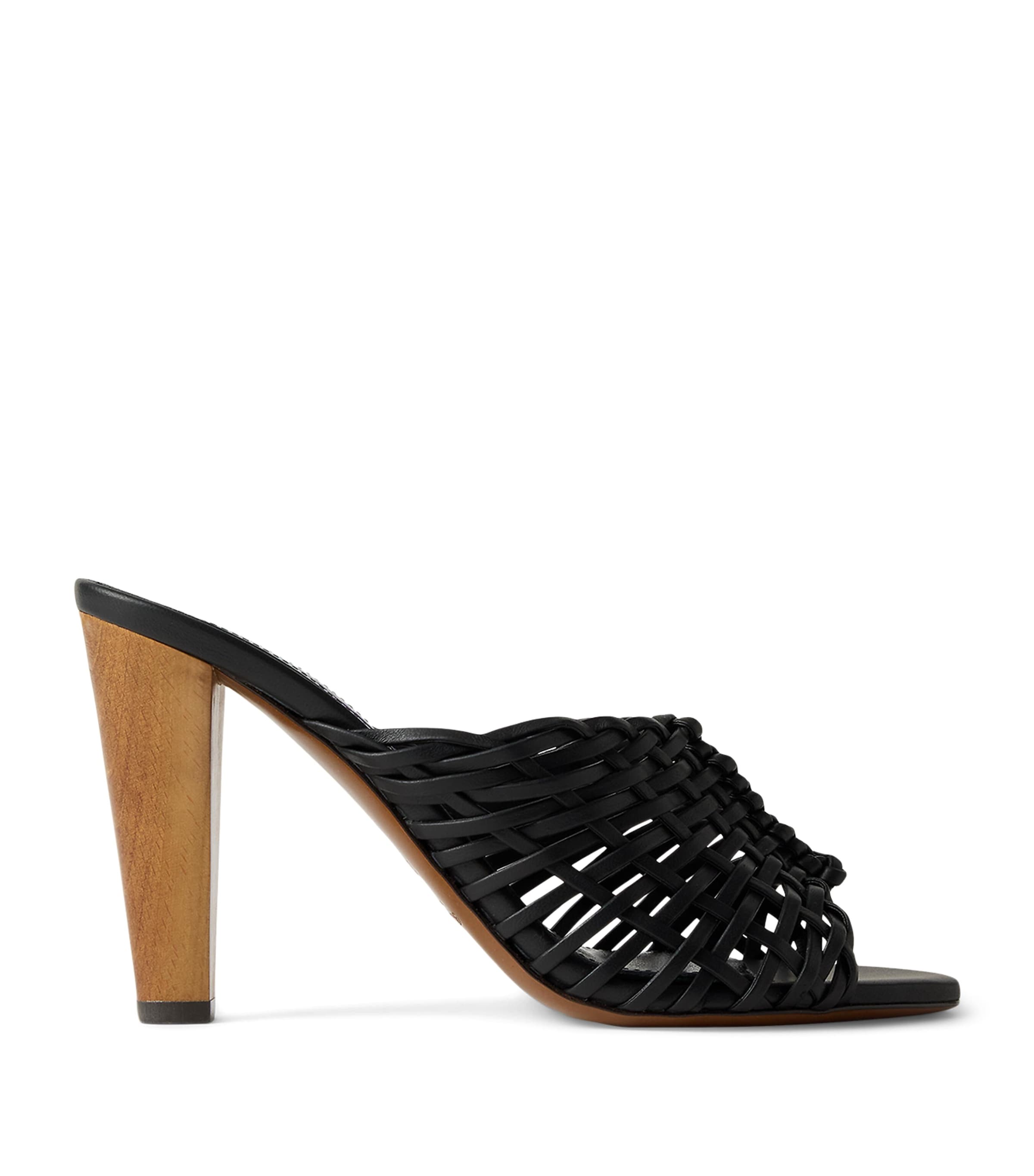 Ralph Lauren Collection Lamb Leather Heeled Mules Black Image 1