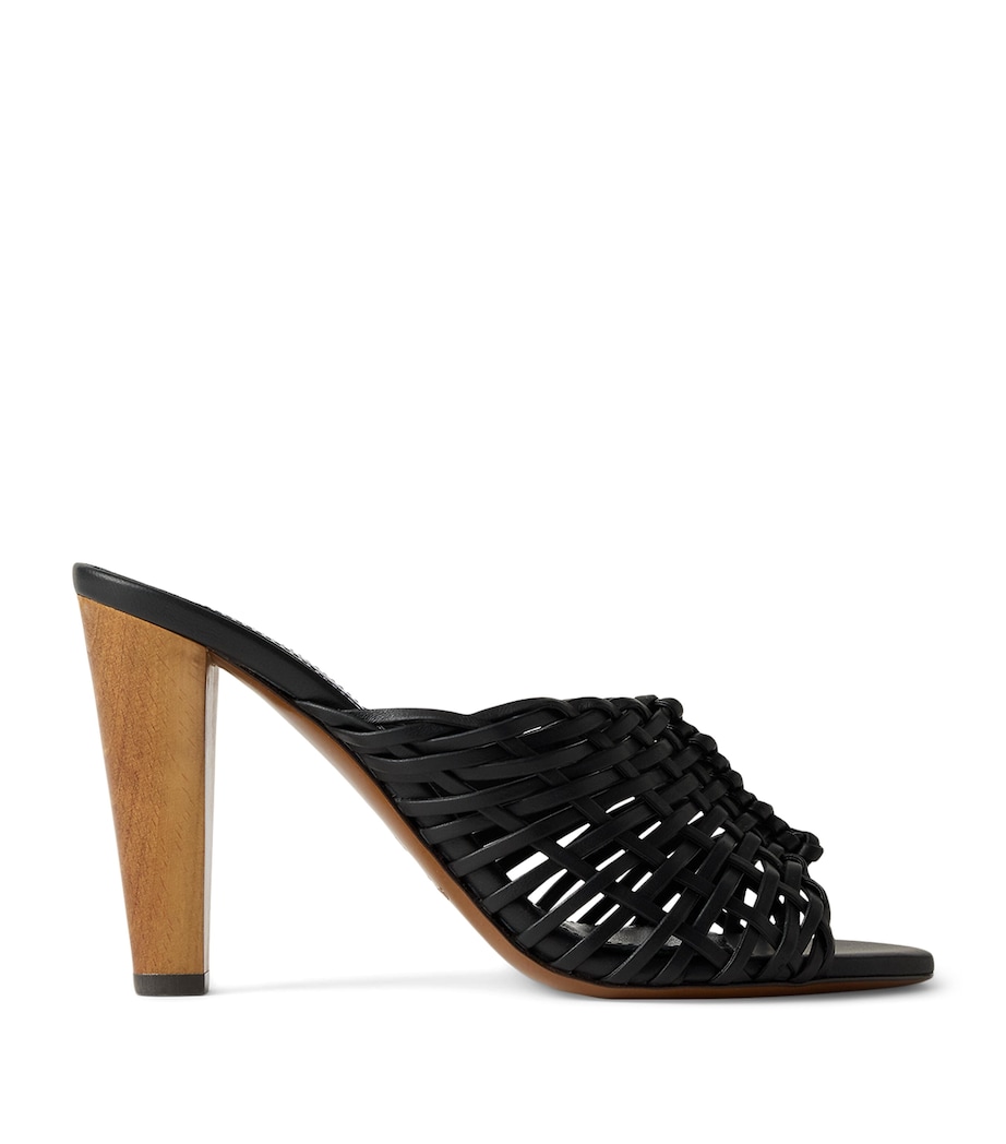 Ralph Lauren Collection Lamb Leather Heeled Mules Black Image 1