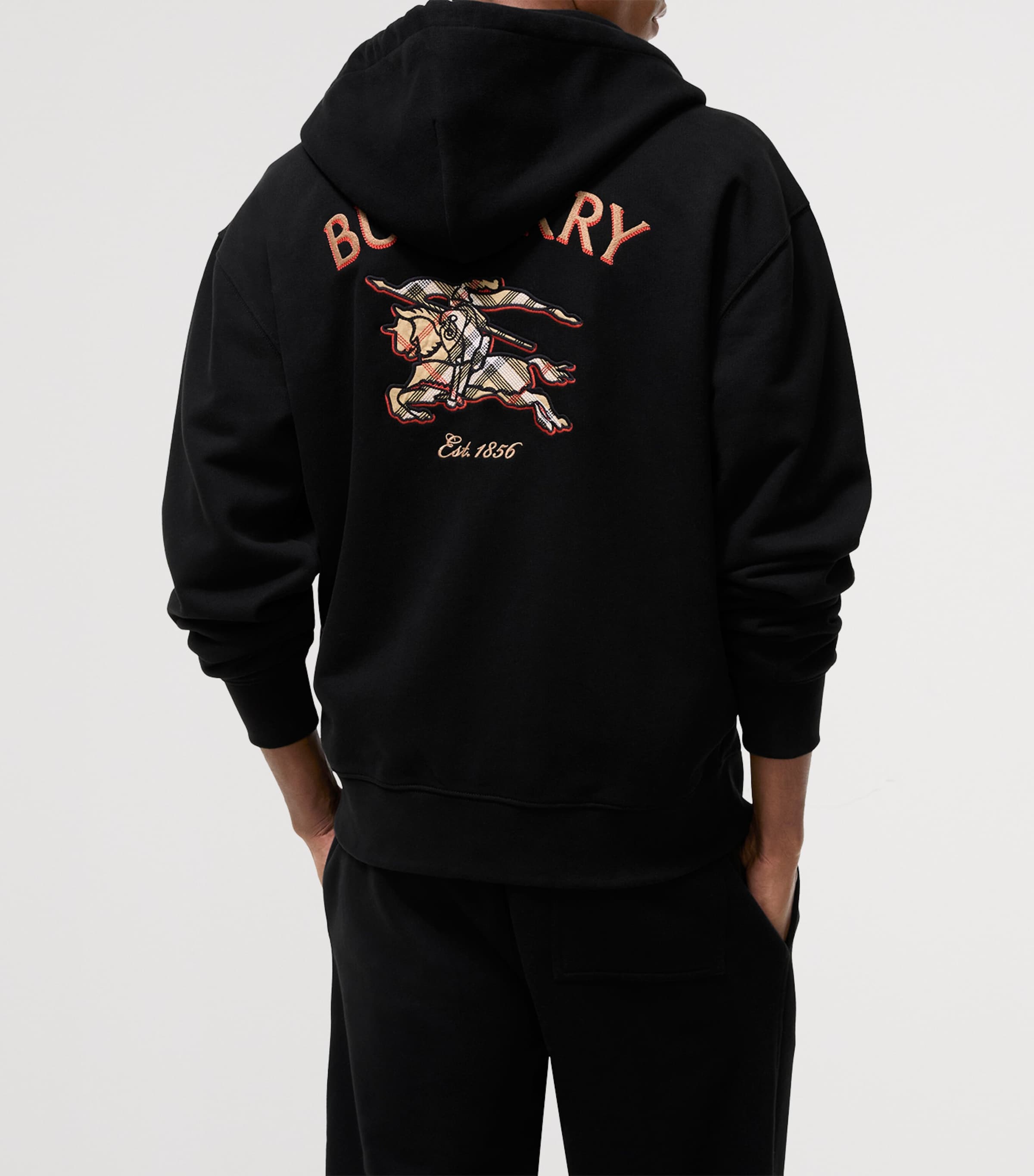 Burberry Mens Cotton EKD Zip-Up Hoodie Black Image 3