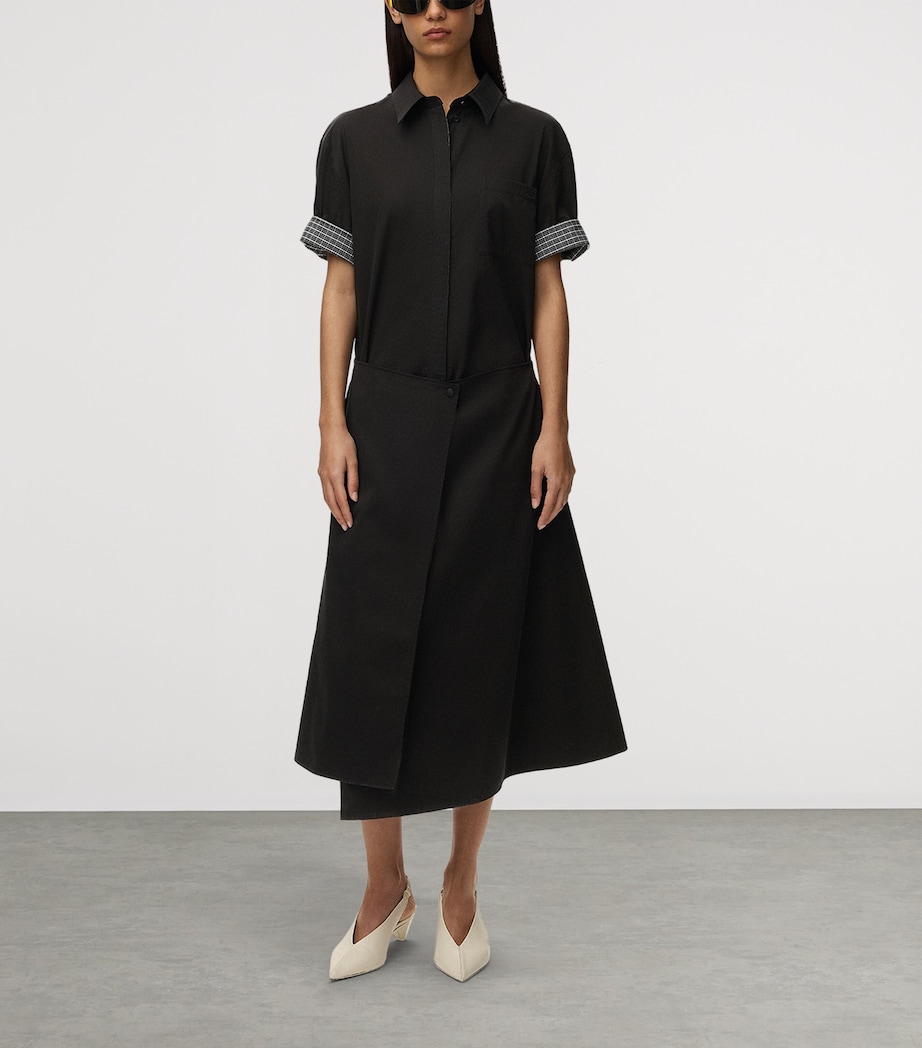 LOEWE Womens Cotton-Silk Midi Shirt Dress Black Image 4