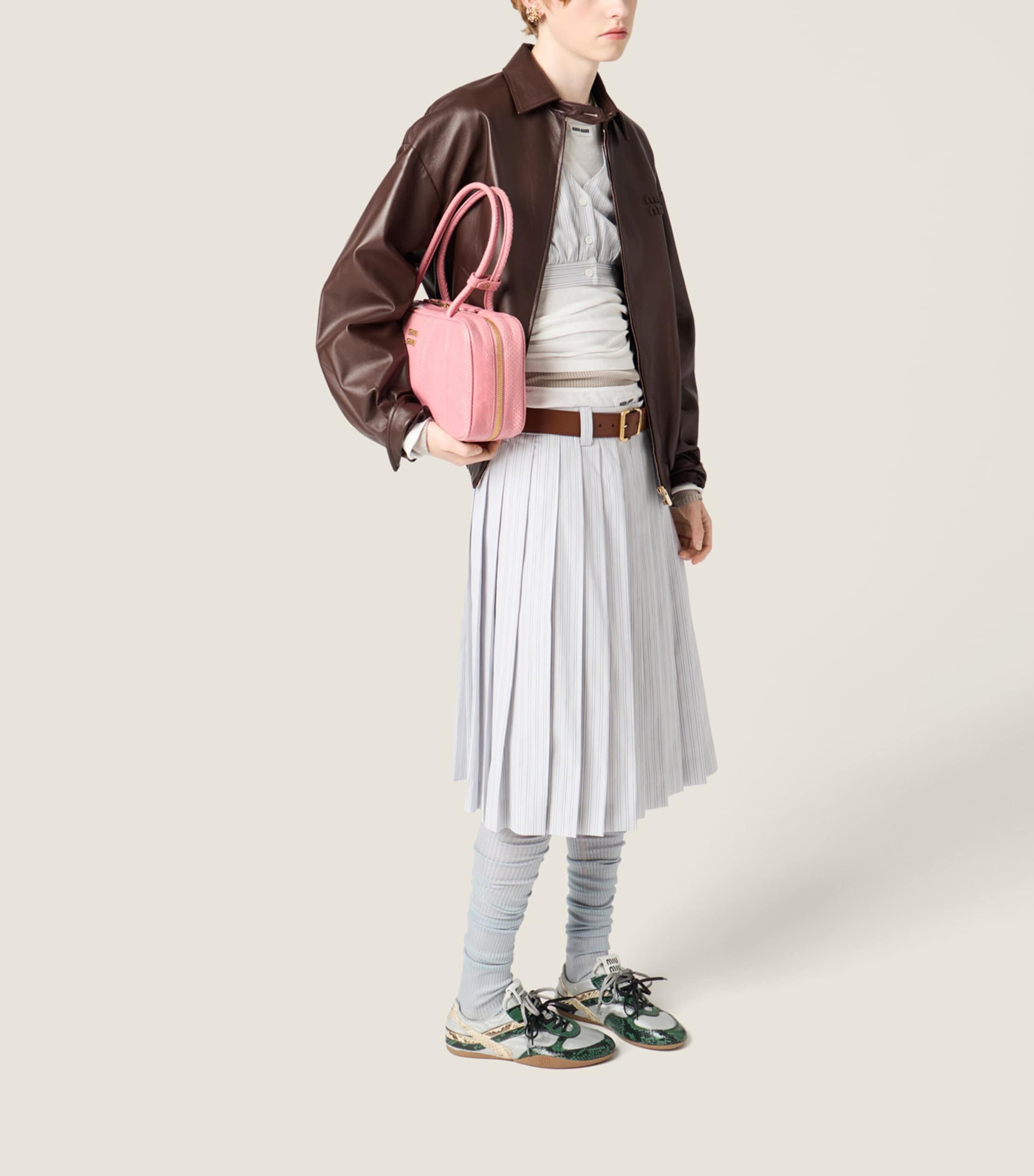 Cotton Pleated Midi Skirt F0424 Image 5