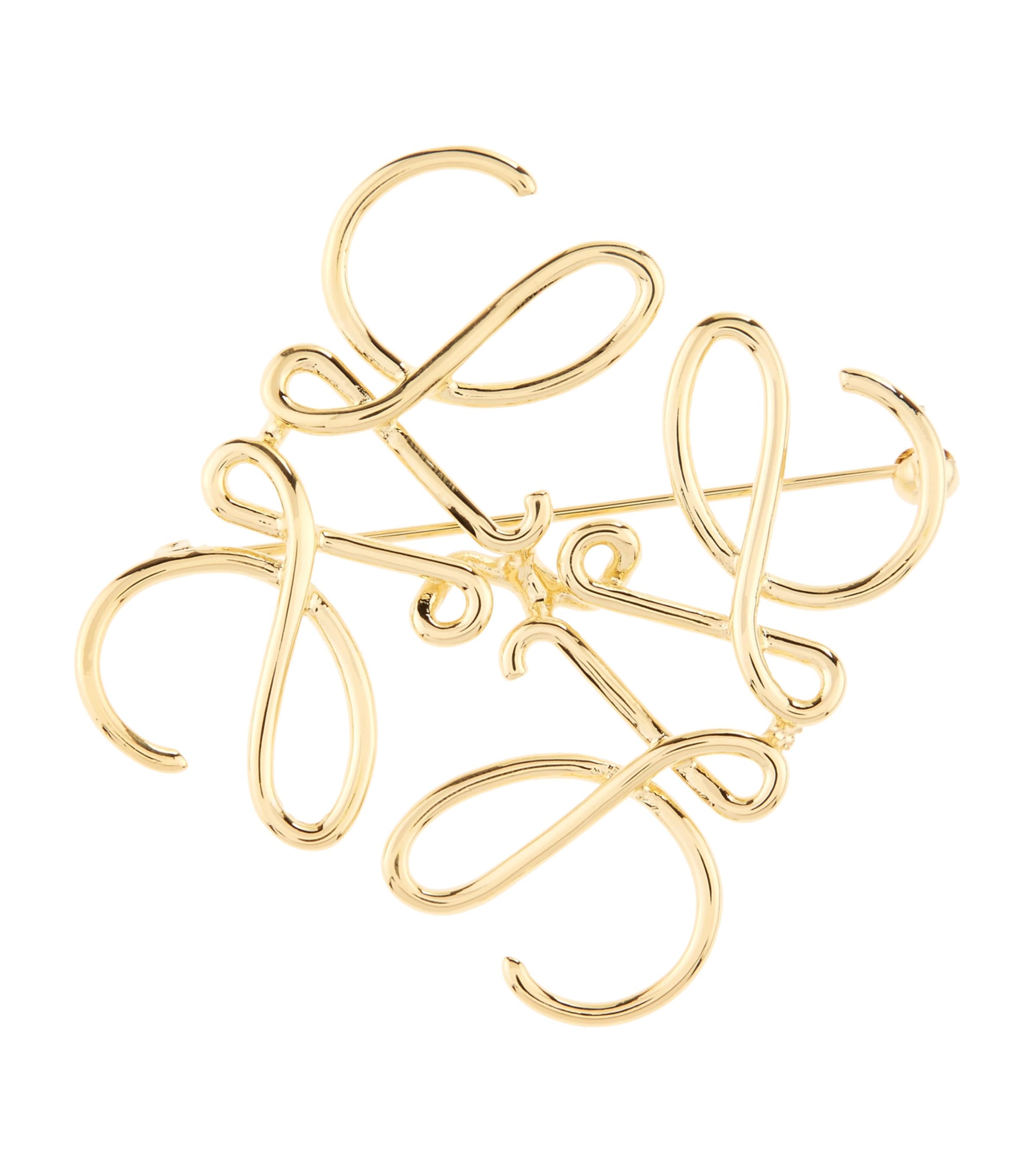 Loewe Anagram Brooch In Gold