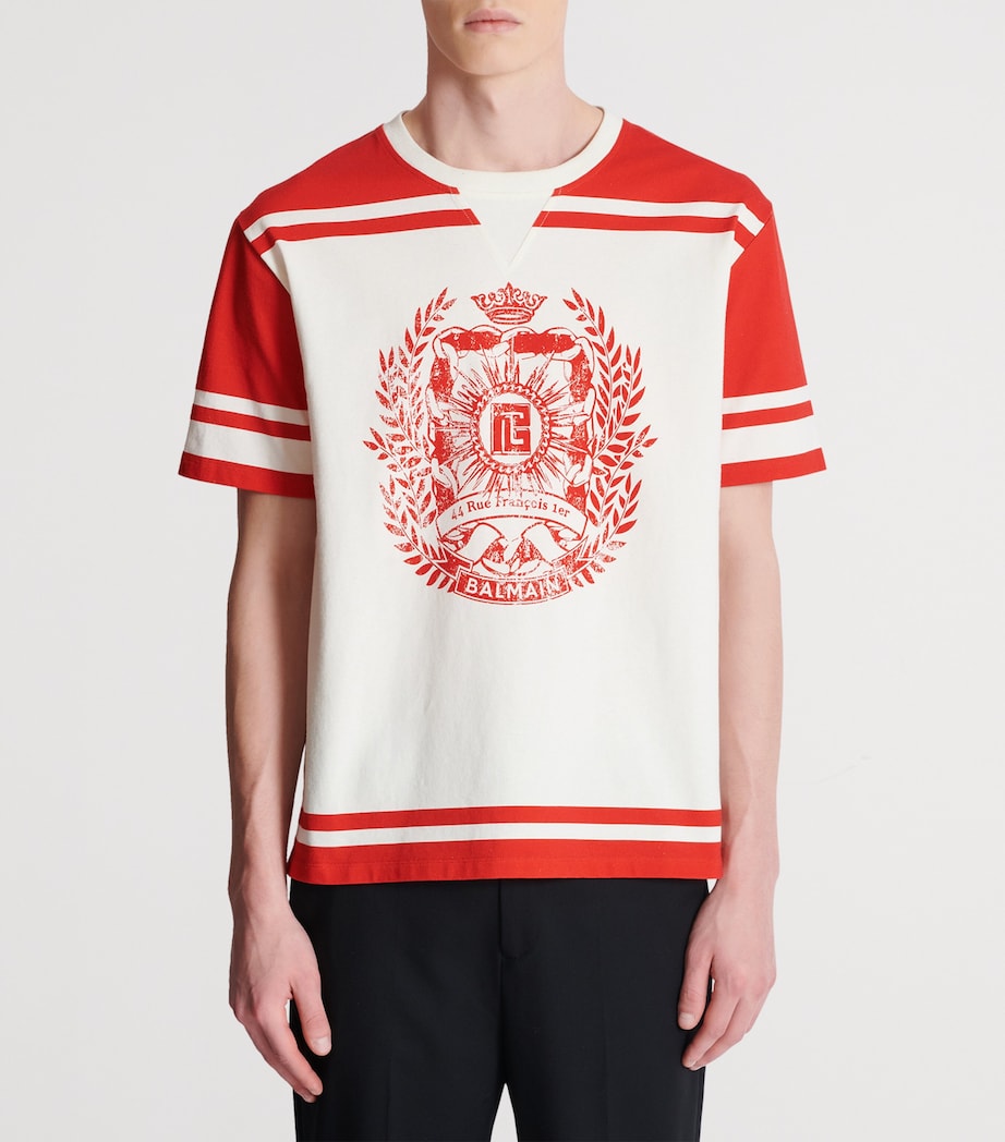 Varsity Print T-Shirt GUQ CREME/ROUGE Image 5