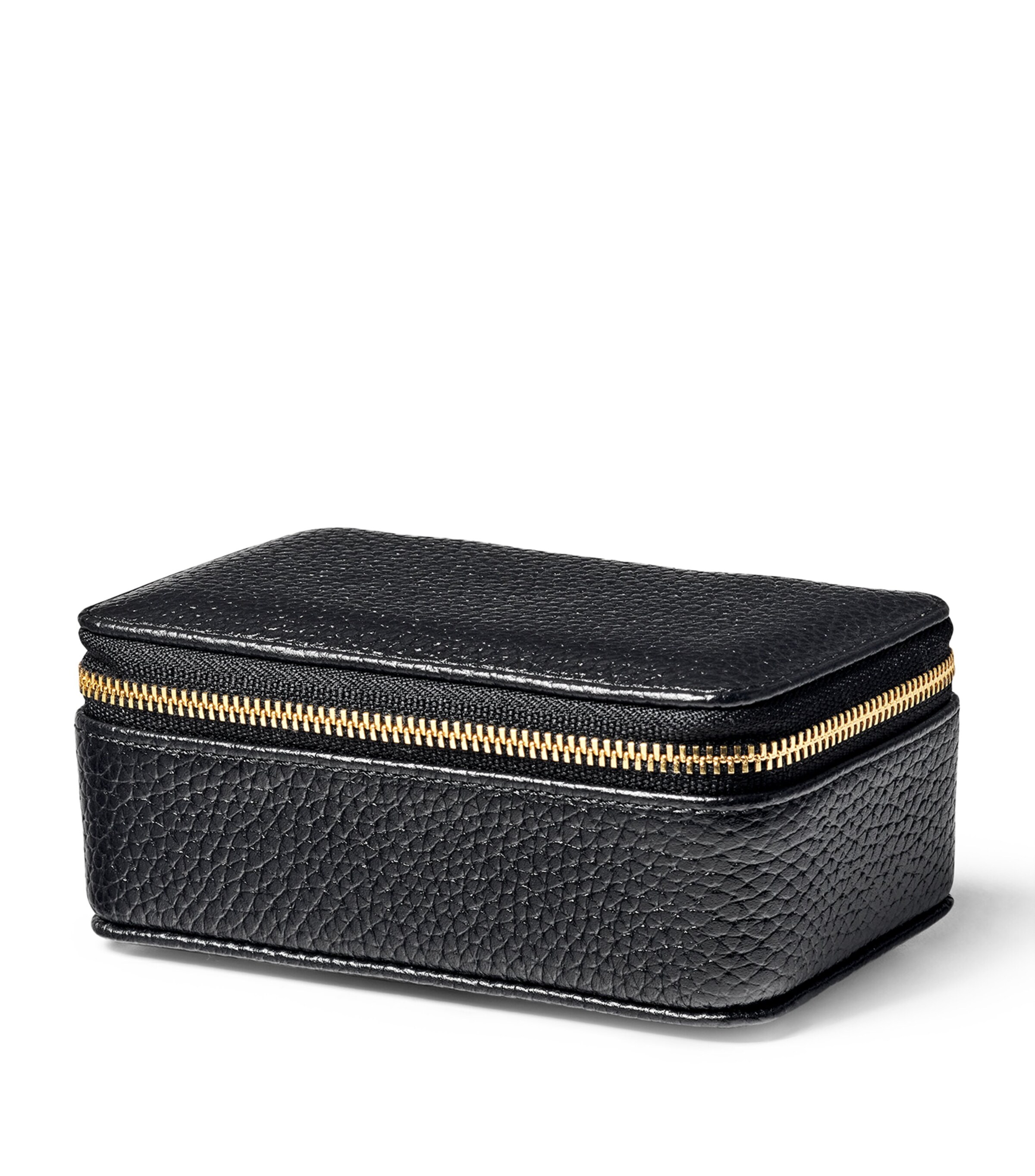 Medium Leather Travel Jewellery Case BLACK Image 2