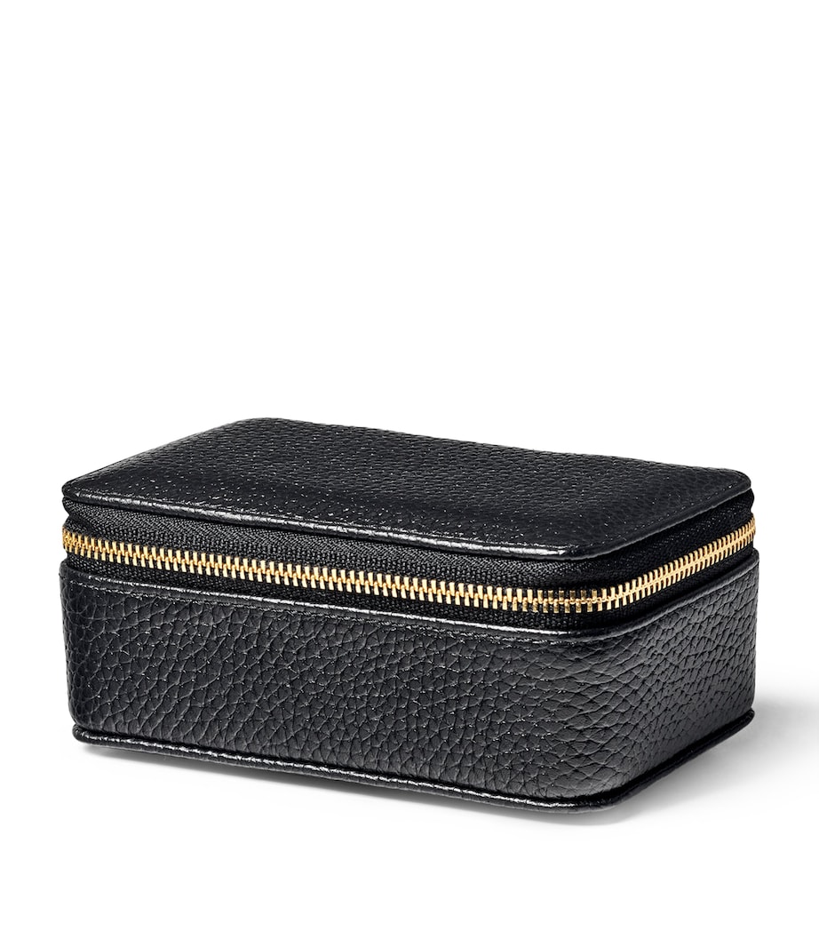 Medium Leather Travel Jewellery Case BLACK Image 2
