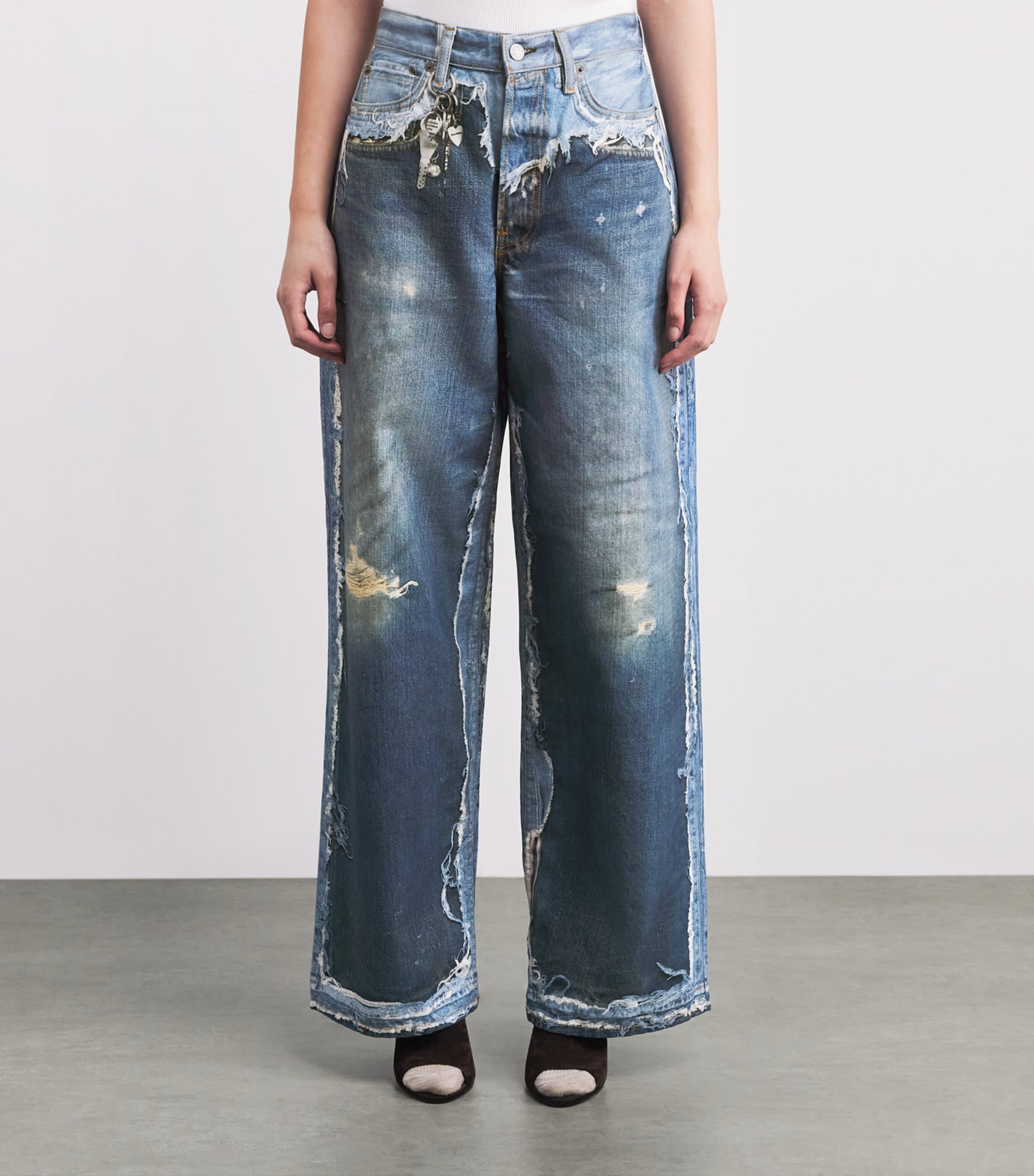 Acne Studios Womens Trompe-l'Oeil 1981 Low-Rise Jeans Auz Mid Blue Image 4