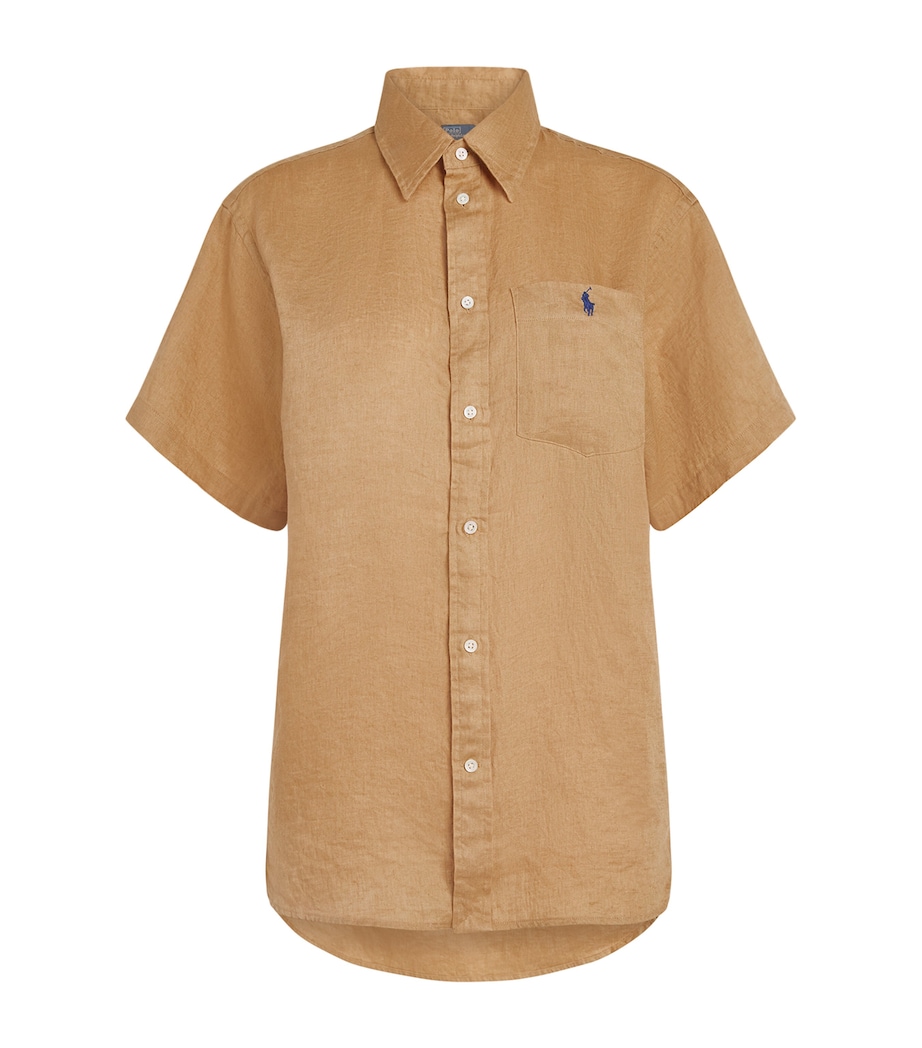 Polo Ralph Lauren Womens Linen Sport Short-Sleeve Shirt Classic Camel Image 1
