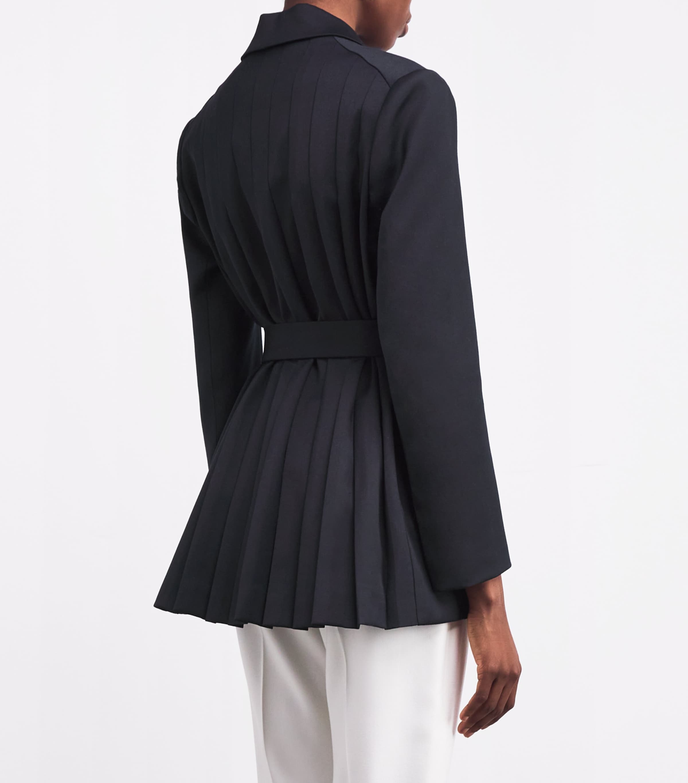 Pleated Belted Blazer NAVY Image 4