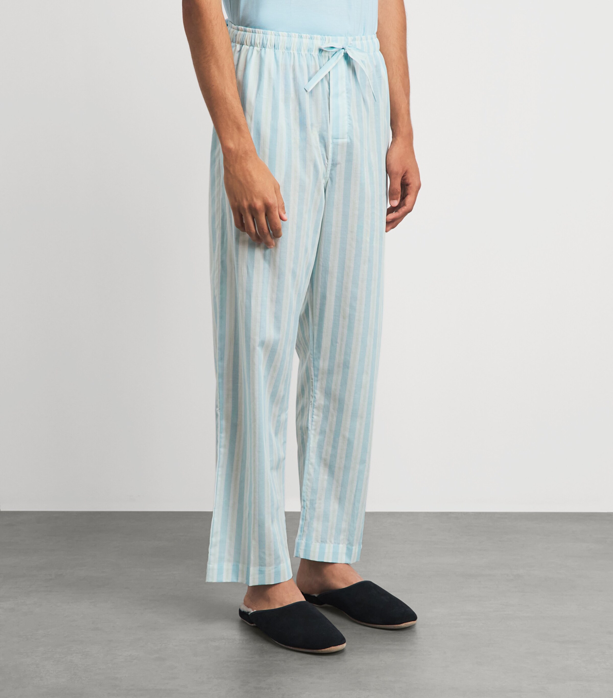Derek Rose Mens Cotton Amalfi Lounge Trousers Blu Image 4