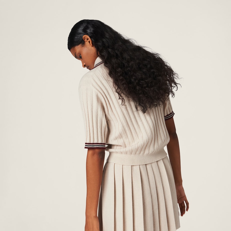 Miu Miu Womens Cashmere Knitted Polo Top Image 4